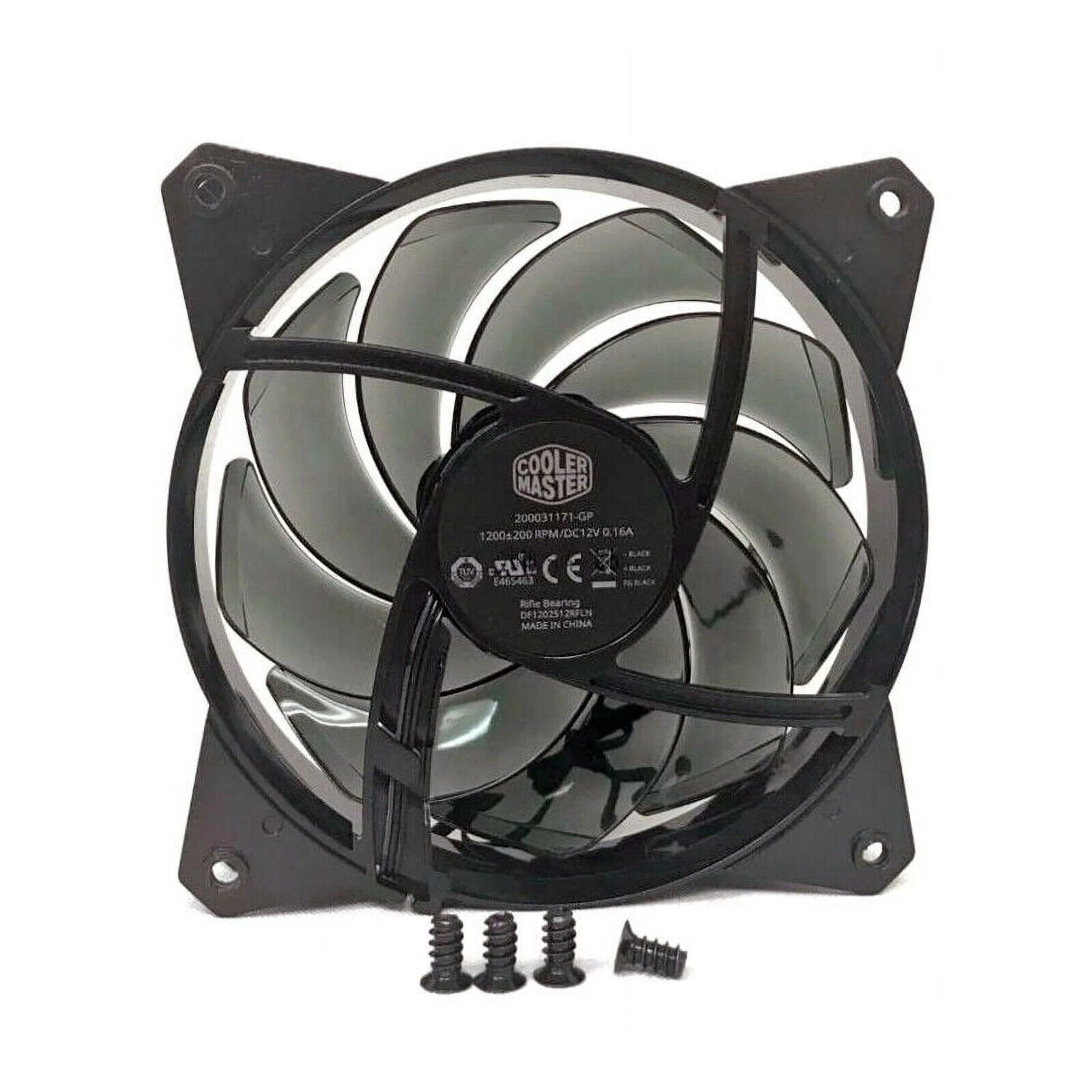Cooler Master 1200+/-200 RPM DC 12V 0.6A - Quiet Silent Black Case Fan No LED 16