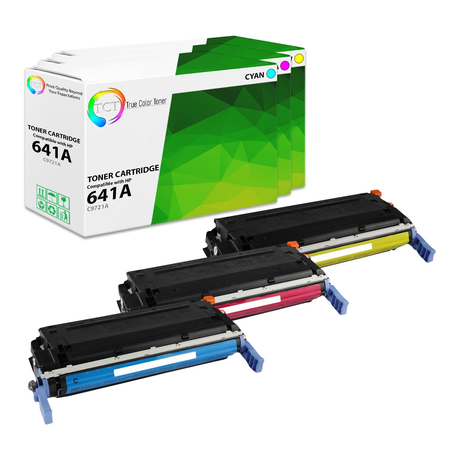 TCT 3PK 641A Color Toner Set C9721A C9722A C9723A For HP Color LaserJet 4600