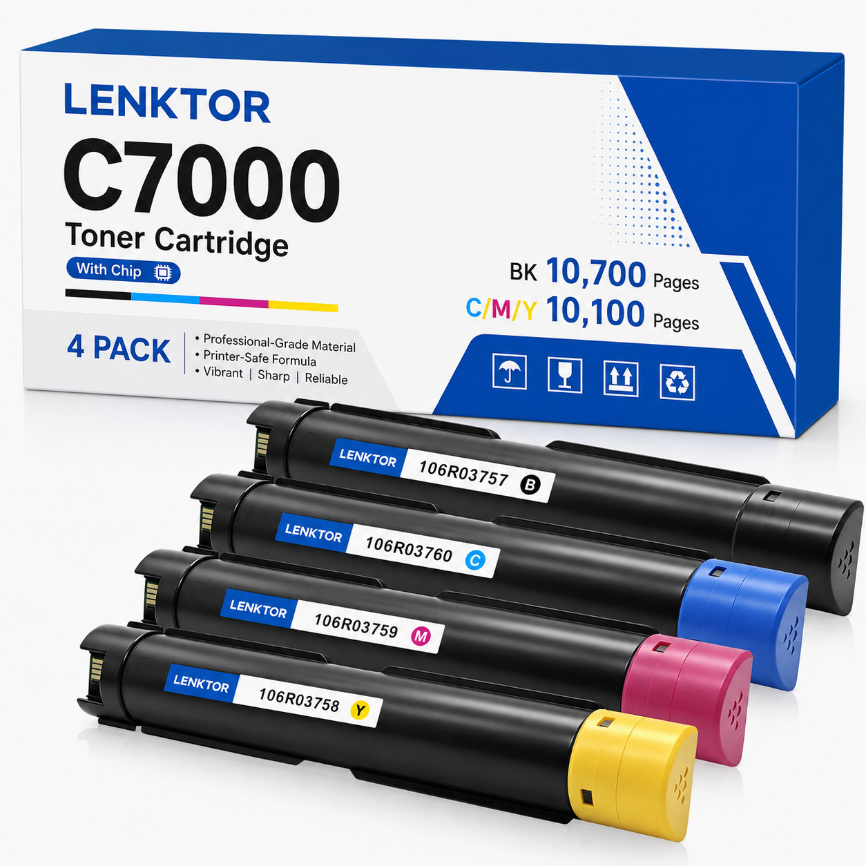 C7000 106R03757 4PK BK/C/M/Y Compatible Toner Cartridge for C7000 C7000DN C7000N