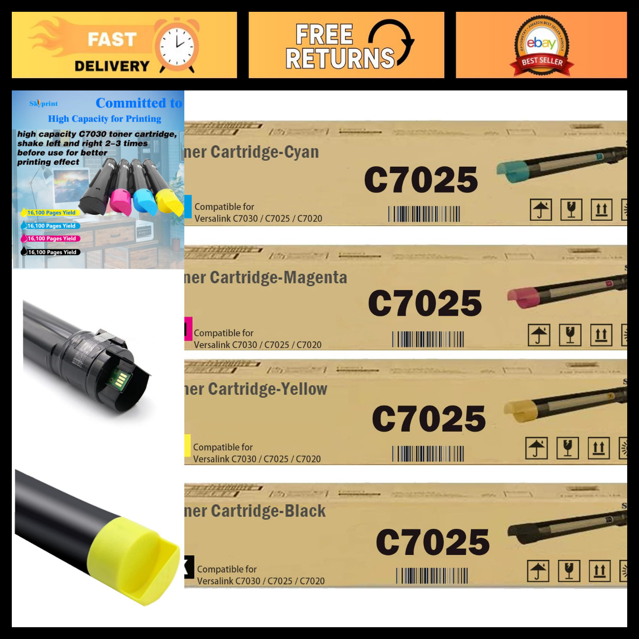 Compatible Toner Cartridge for Xerox Versalink C7020 C7025 C7030 - High Yield, Q