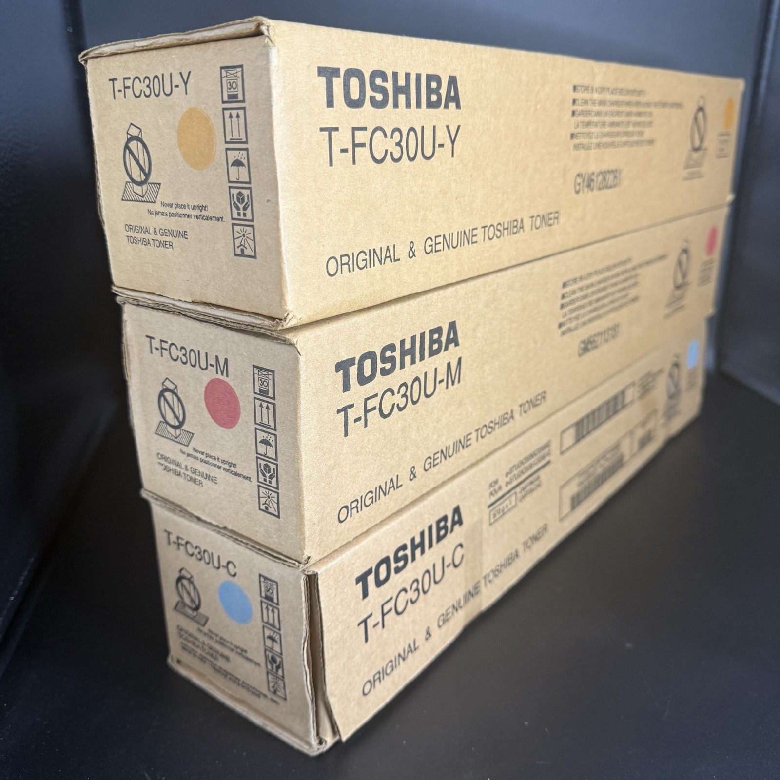 Toshiba T-FC30U Lot of 3 CYM Toner Cartridges for E Studio 2050C 2051C 2550C