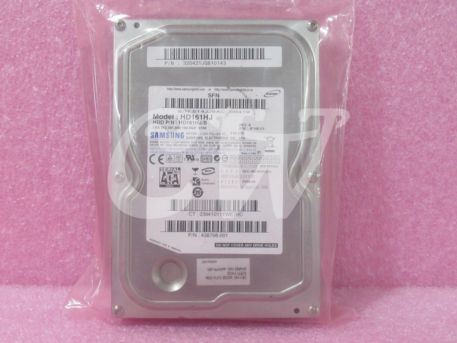 HD161HJ Samsung SPINPOINT S166 160GB 7.2K 3G 8MB 3.5in SATA Hard Drive