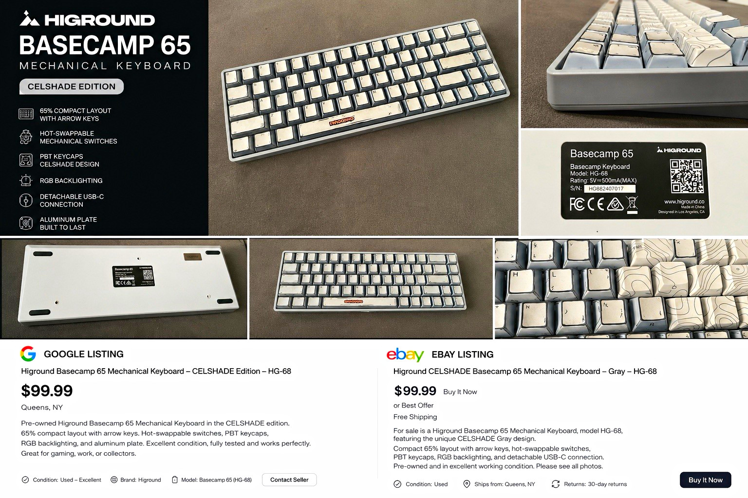 Higround Basecamp 65 Mechanical Keyboard Celshade Gray Hot-Swap RGB USB-C