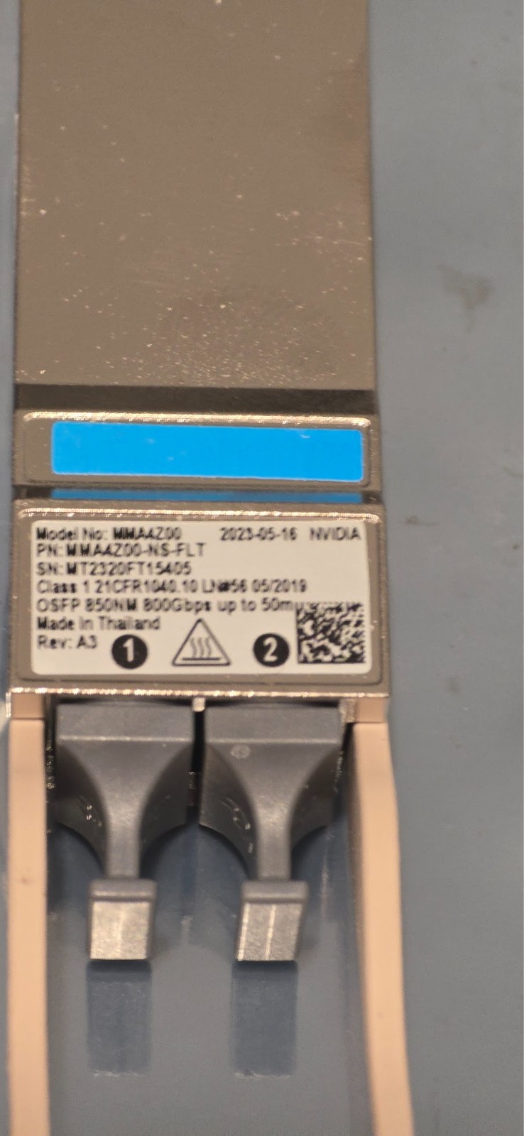 NVIDIA MMA4Z00-NS-FLT 800Gb/s Twin-Port OSFP SR8 2x400Gb/s Multimode Transceiver