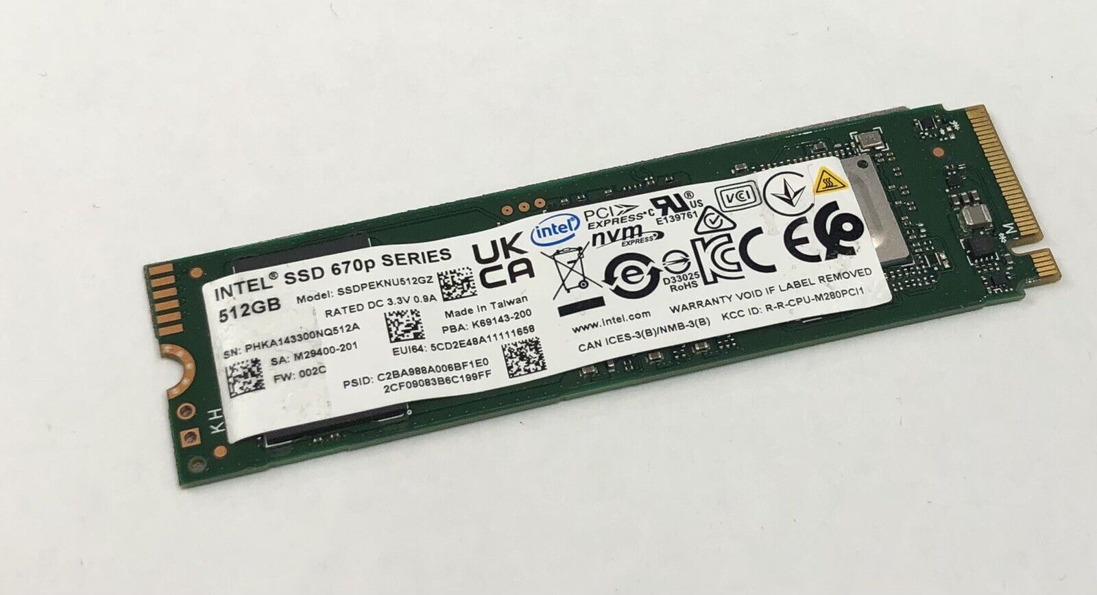 Intel 670p 512GB M.2 SSD PCIe 3.0x4 NVMe 2280 QLC SSD SSDPEKNU512GZ 3000 MB/s