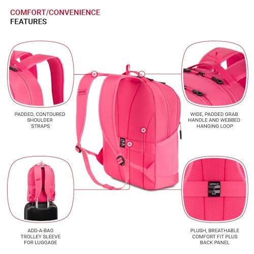 SWISSGEAR ORIENTATION LAPTOP BACKPACK, PINK, 17"X12"X7" - PINK