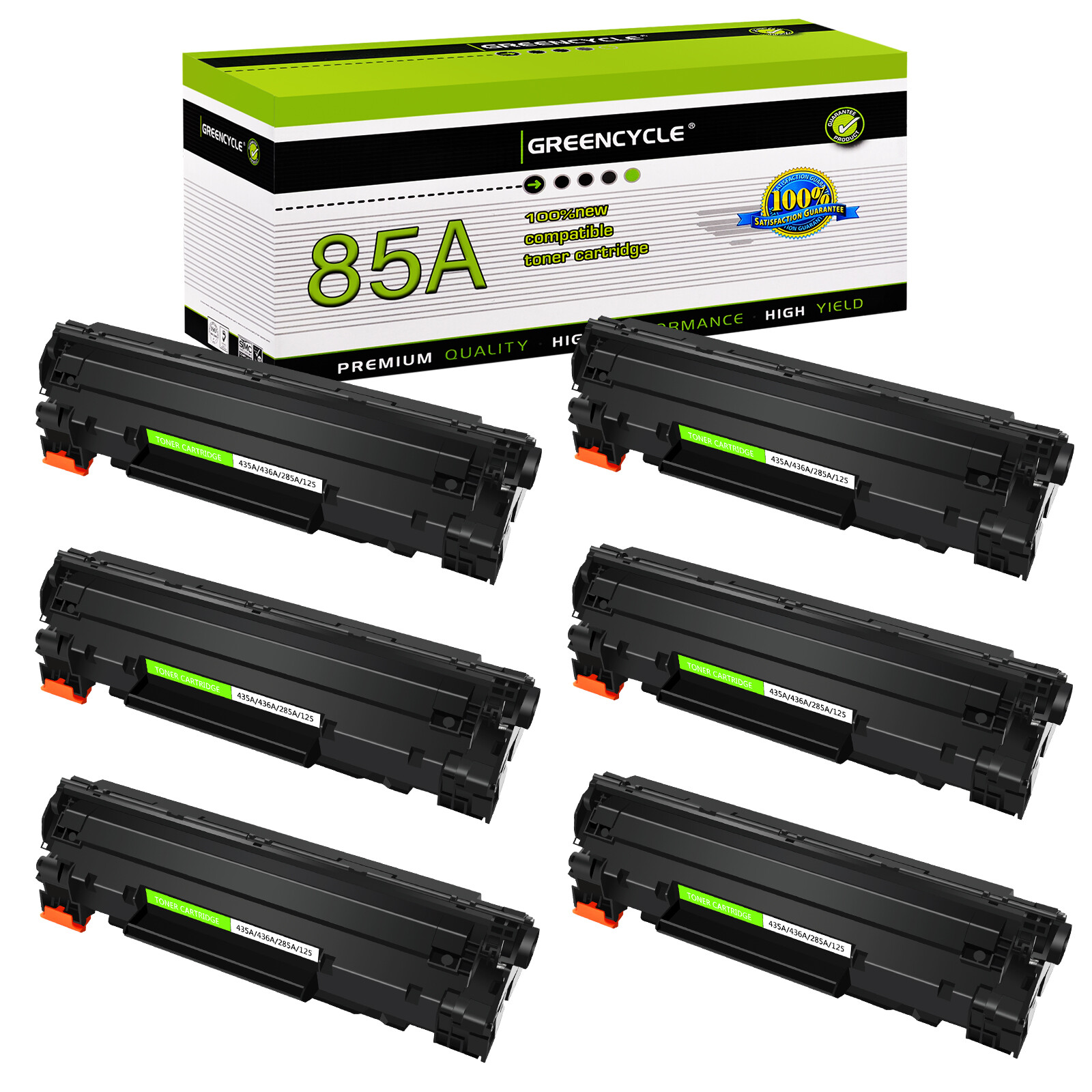 6PK CE285A 85A Black Toner Cartridge for HP LaserJet P1102 P1102W P1109 M1217nfw