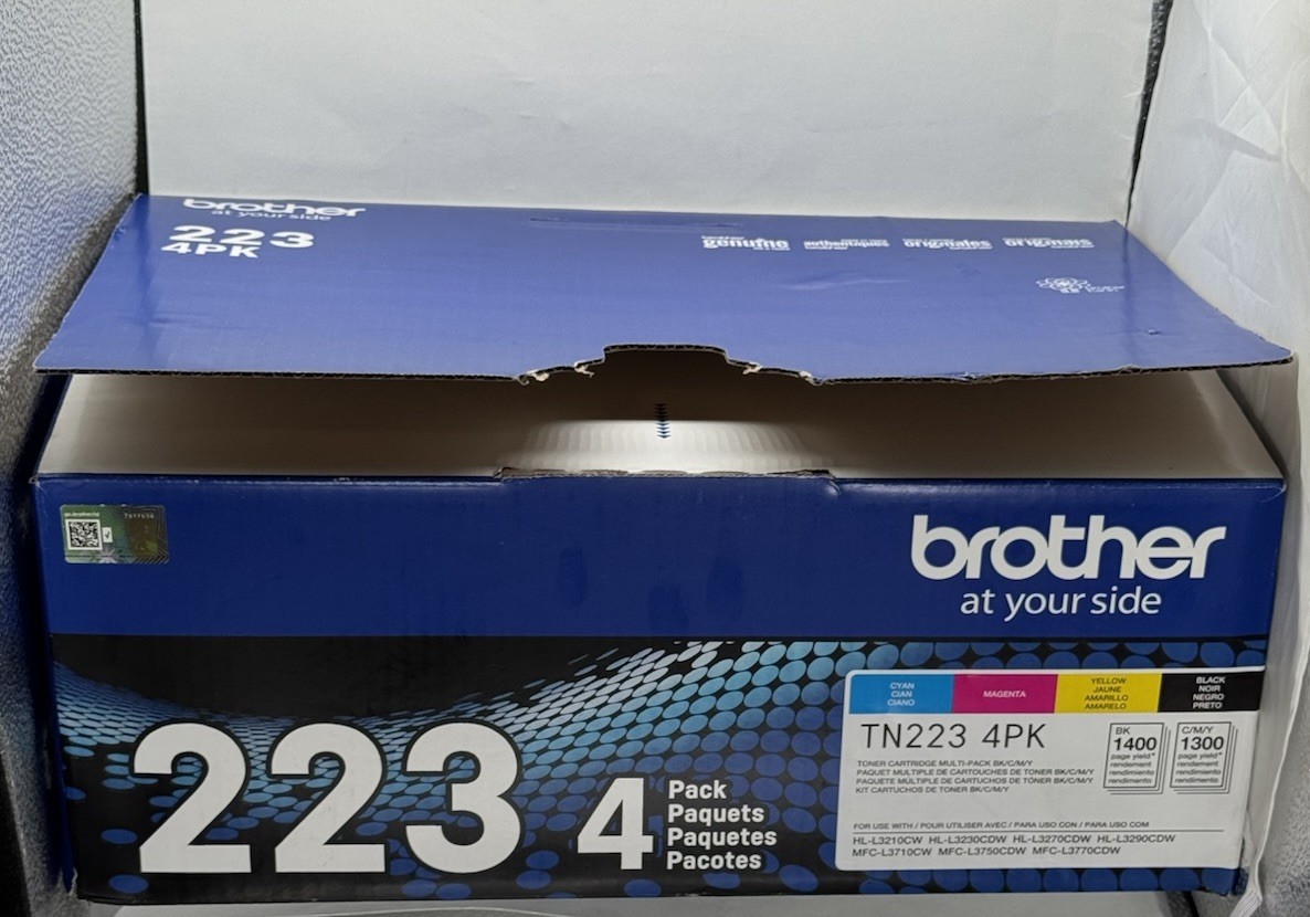 Genuine Brother TN223 4PK, Standard-Yield Toner Cartridge, Four Pack C/M/Y/B