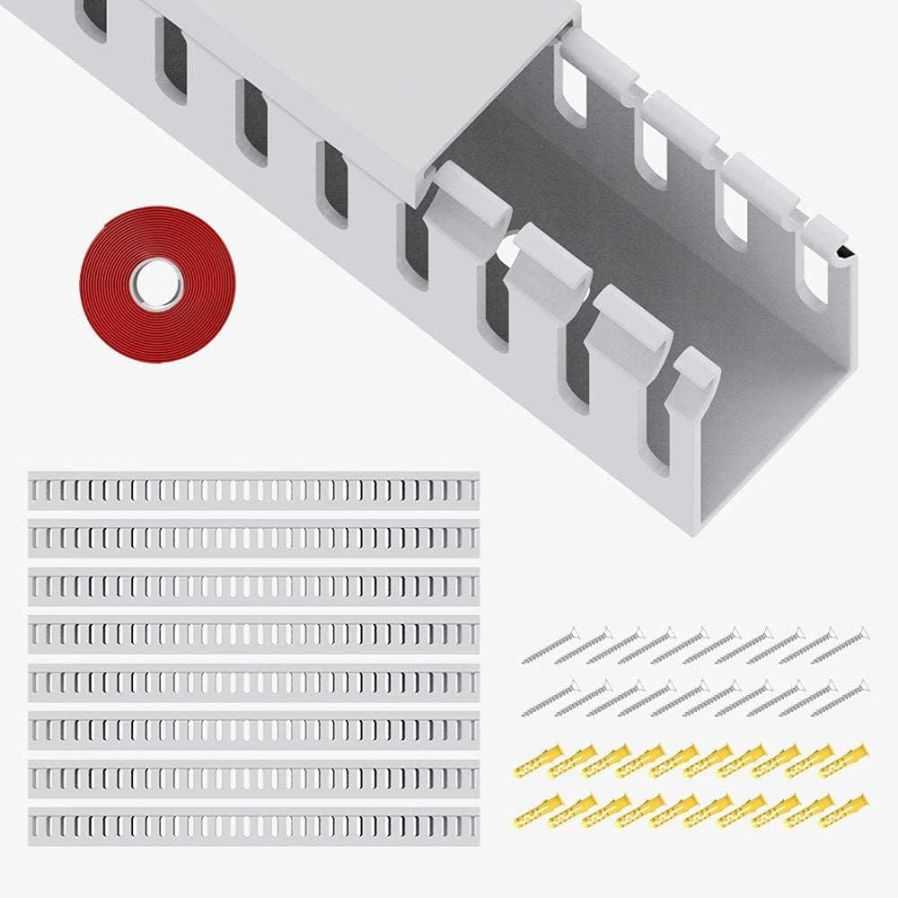 Open Slot Wiring Raceway Cable Duct, 123In Cable Management Channel Cord Track,D