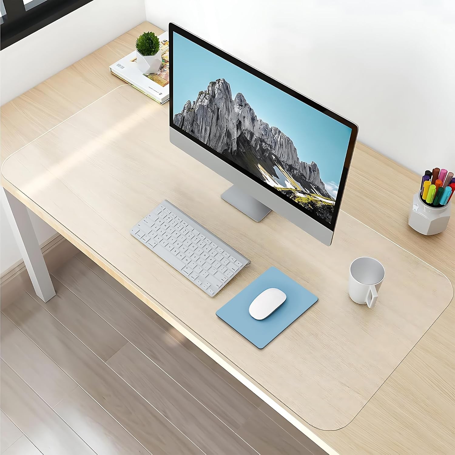 Transparent Clear Desk Pad Computer Mat 35.4"x15.7" Large Office Desk Frosted