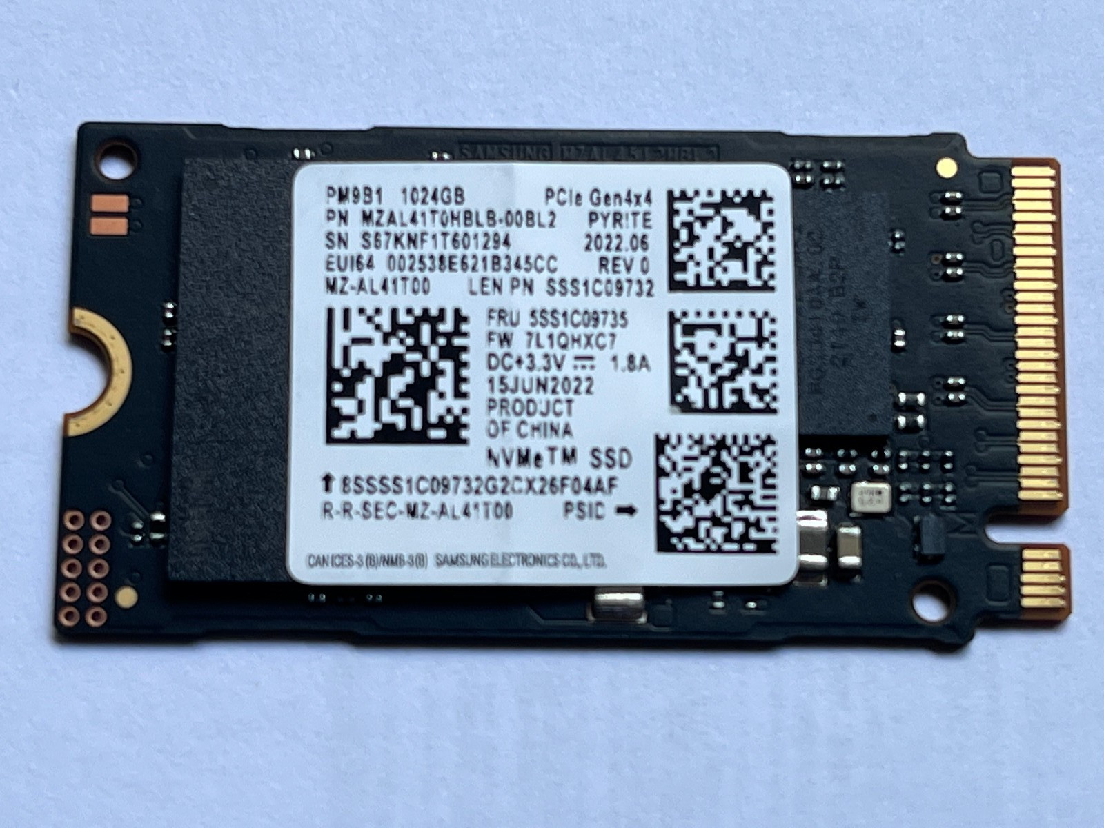 Samsung PM9B1 MZ-AL41T00 1TB M.2 2242 NVMe PCIe Gen4x4 SSD For HP Lenovo Laptop