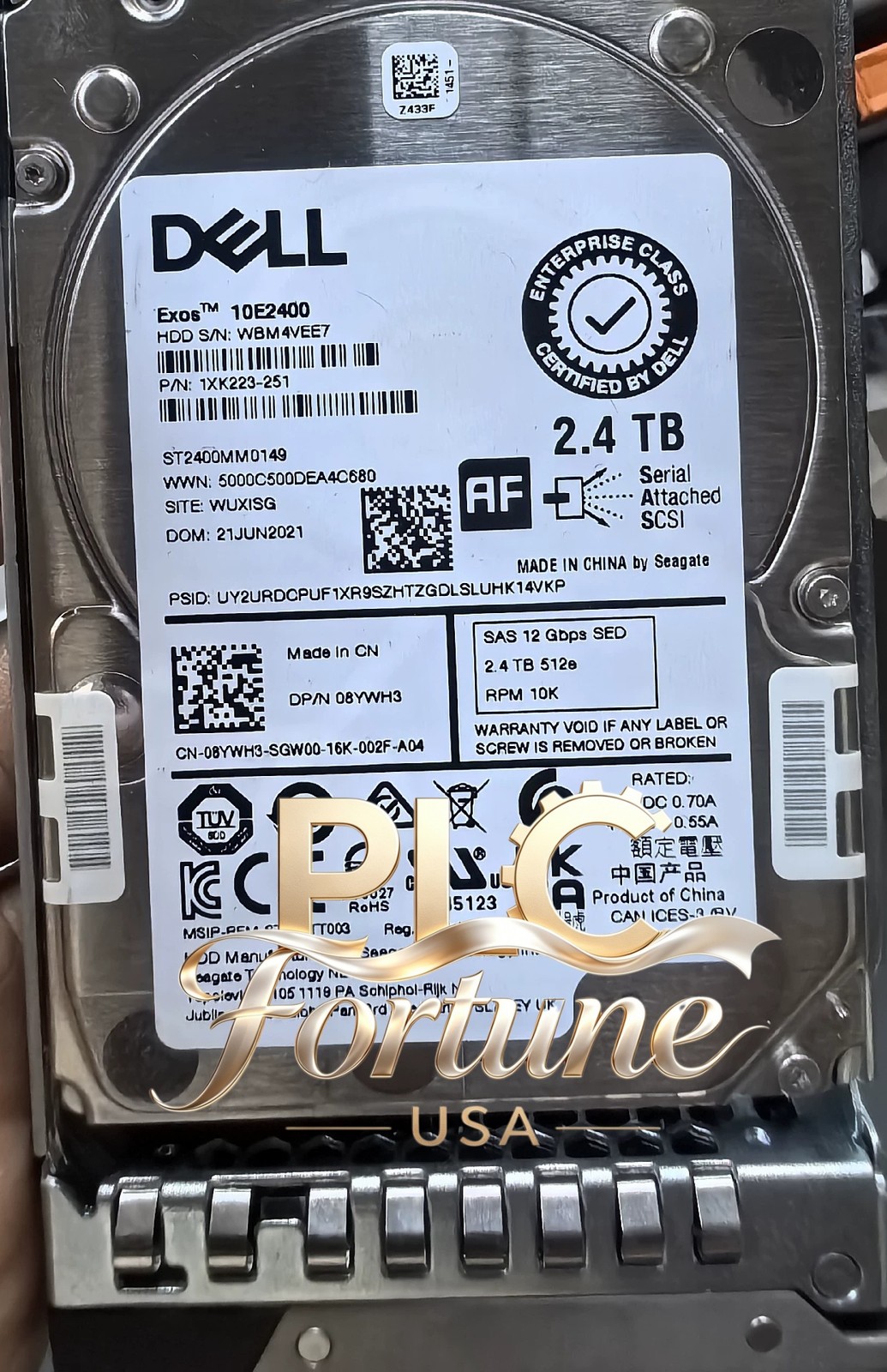 New Dell 08YWH3 8YWH3 2.4TB 10K 12Gbps SAS 2.5'' 512e HDD 14/15/16G W/Tray