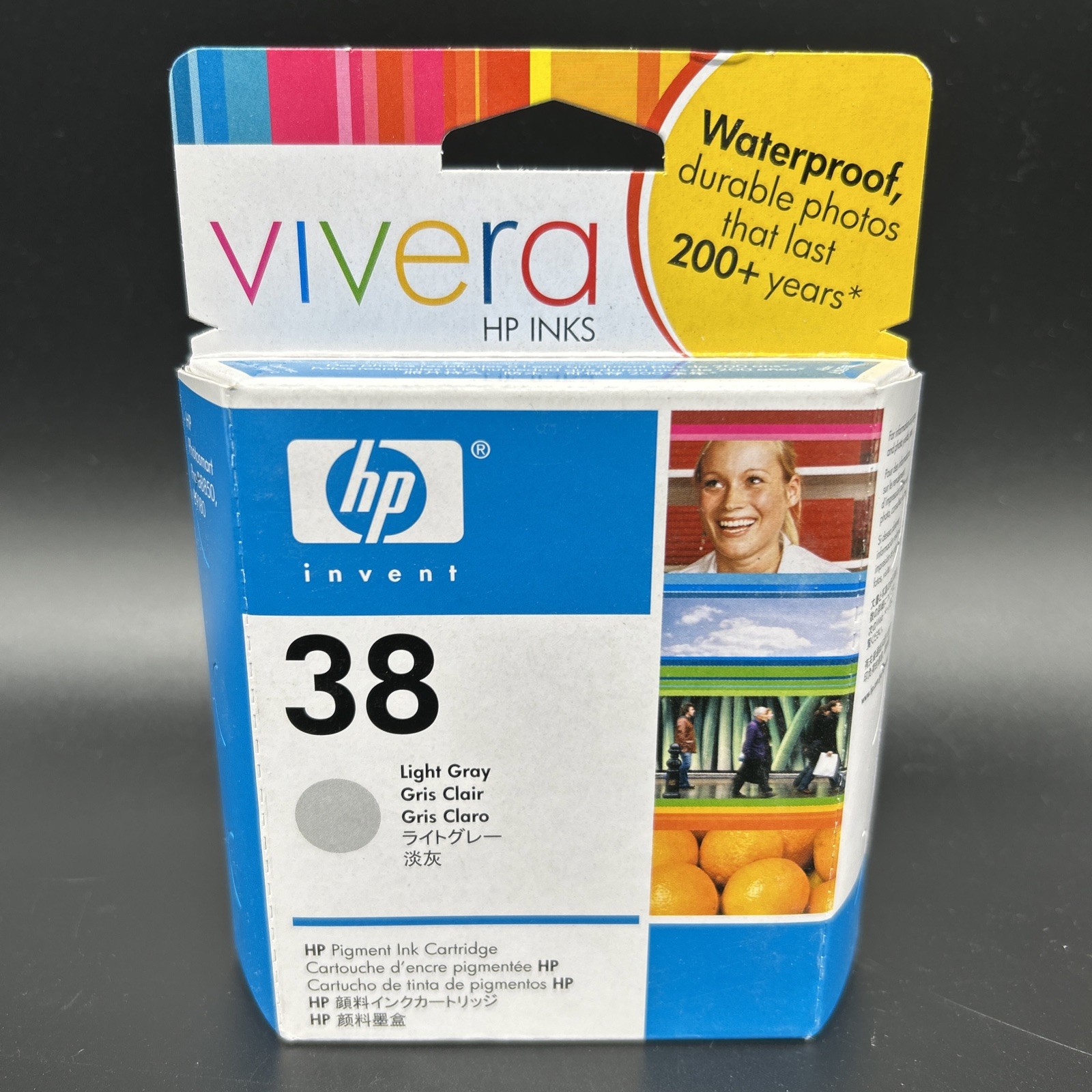 HP 38 Vivera Light Gray C9406A Pigment Ink Cartridge New Sealed