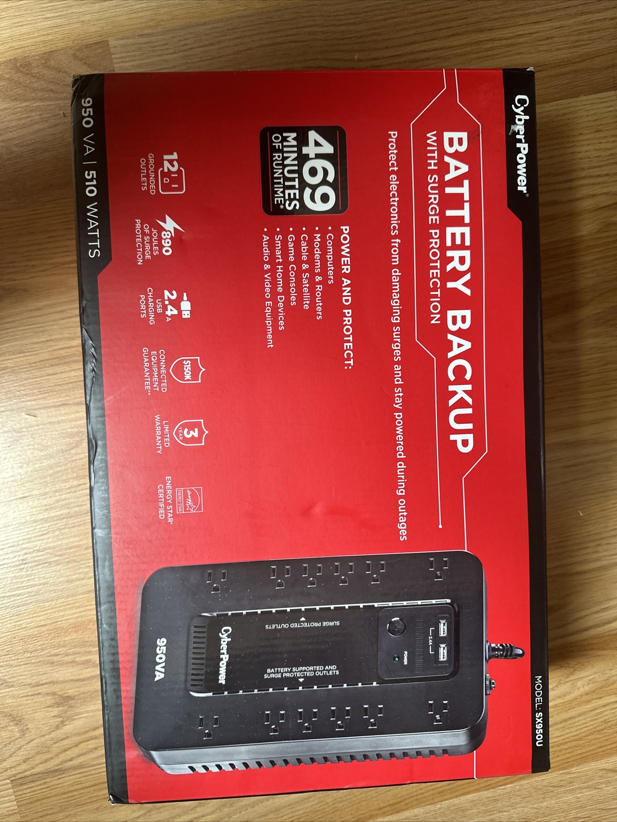 CyberPower SX950U 950VA Battery Backup System - Black