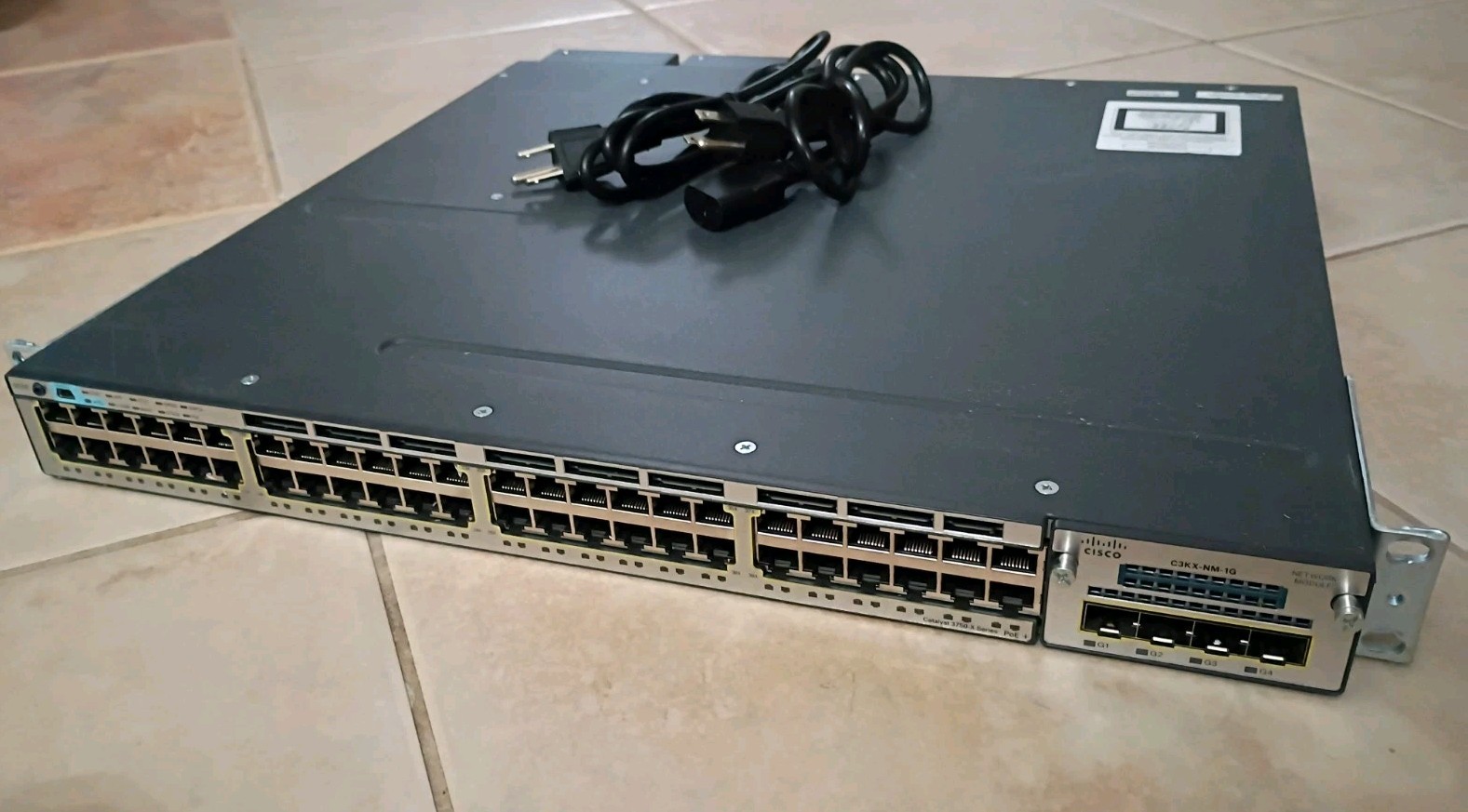 Cisco WS-C3750X-48PF-S 48-Port Gigabit IP Base Switch w/ DUAL POWER & C3KX-NM-1G