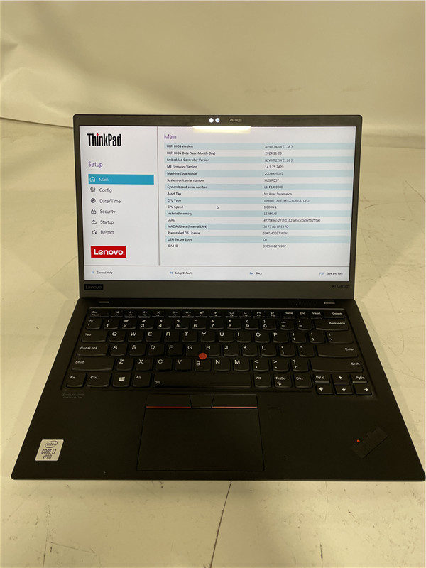 Lenovo ThinkPad X1 Carbon Gen 8 Laptop i7-10610U 16GB 512GB NVMe SSD