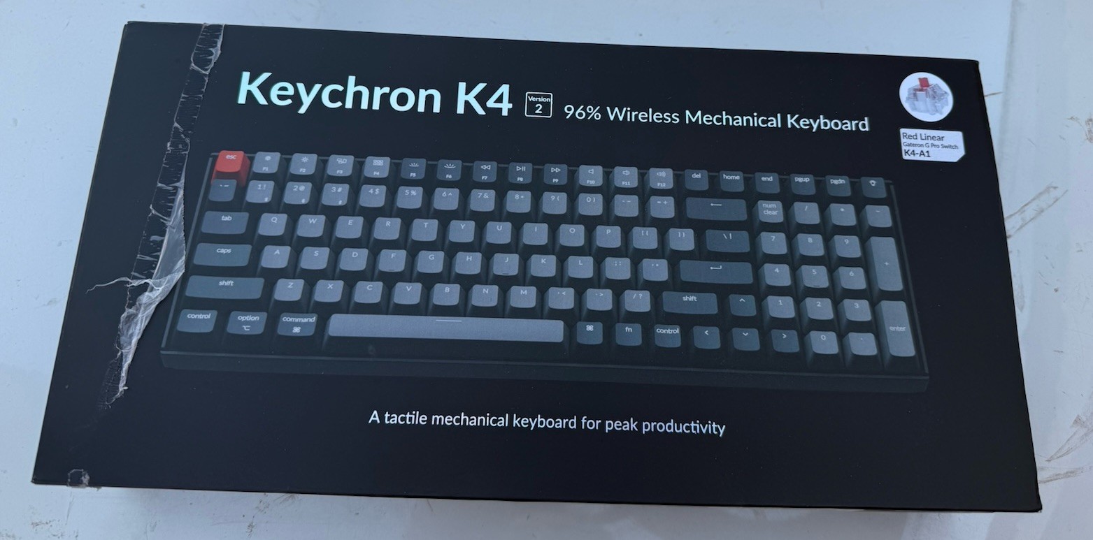 Keychron K4 V2 Hot-Swappable Mech. Keyboard 96% 100-Key Red-linear Gateron G-pro