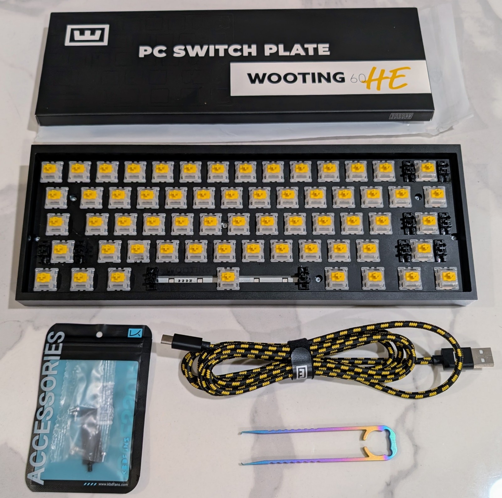Custom Wooting 60HE Gaming Keyboard, Tofu Aluminum Case w/ Brass Insert