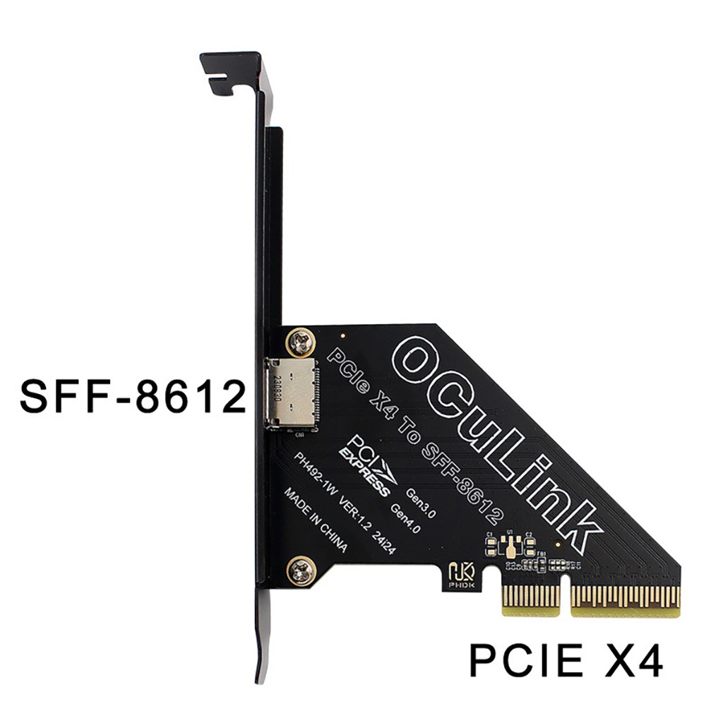 PHDK PCIe X4 X1/ X8/X16 4.0 Oculink SFF8611&8612 expansion card with external
