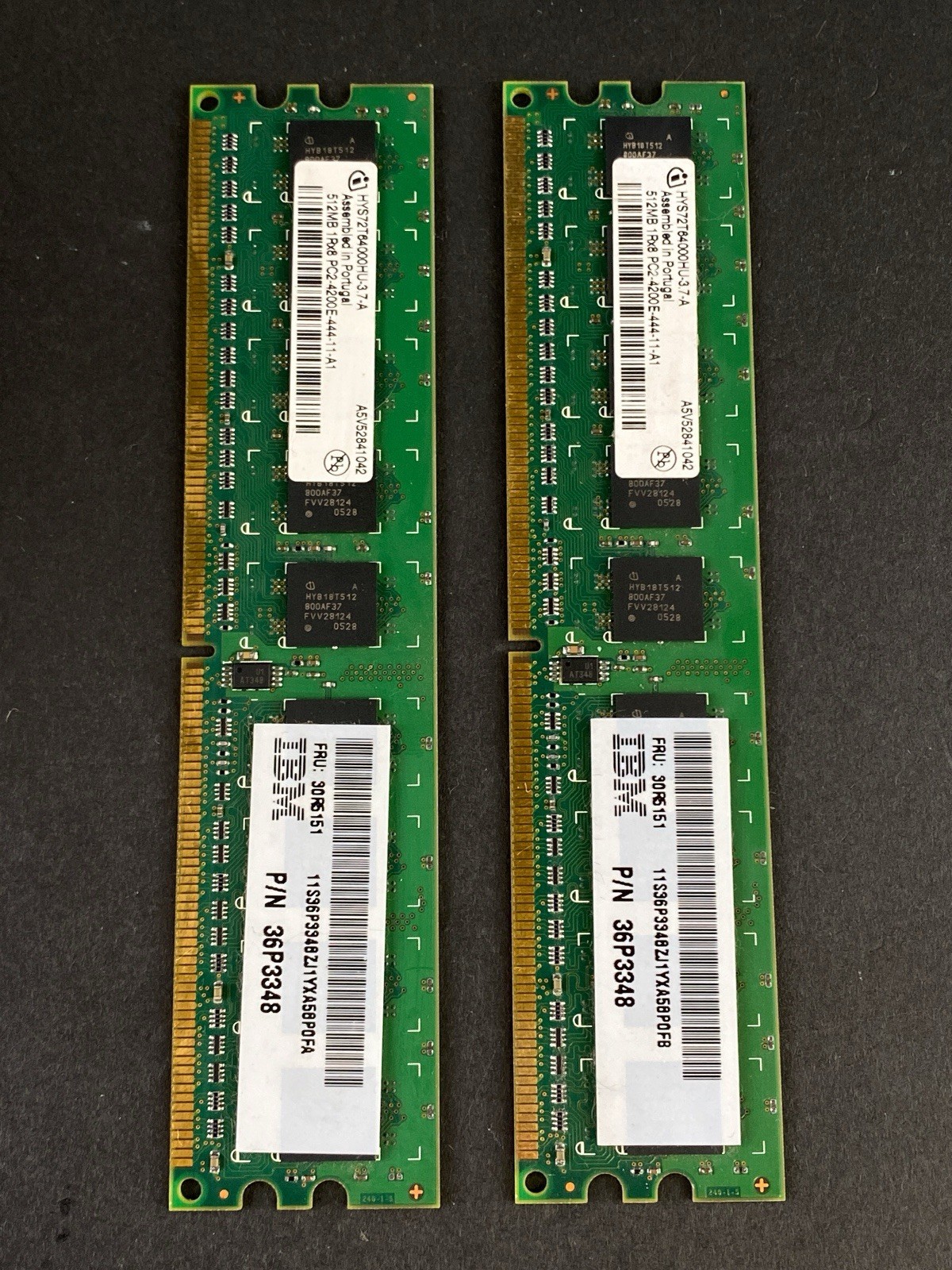 2x Infineon 512MB DDR2-533 PC2-4200E ECC Server RAM HYS72T64000HU