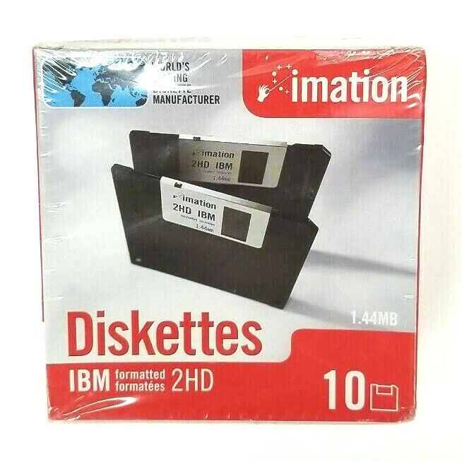 IMATION DISKETTES  2HD  IBM 1.44 MB 10 PK NEW