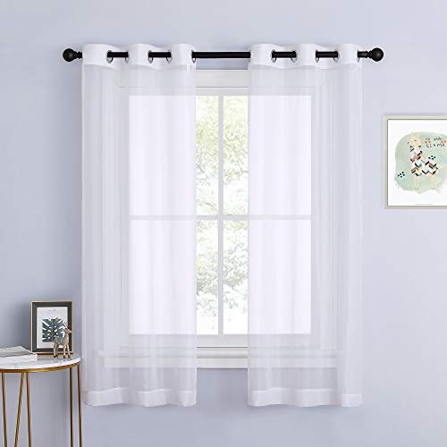  Sheer Curtains 63 inch Length - Grommet Living 37"W x 63"L (Pack of 2) White