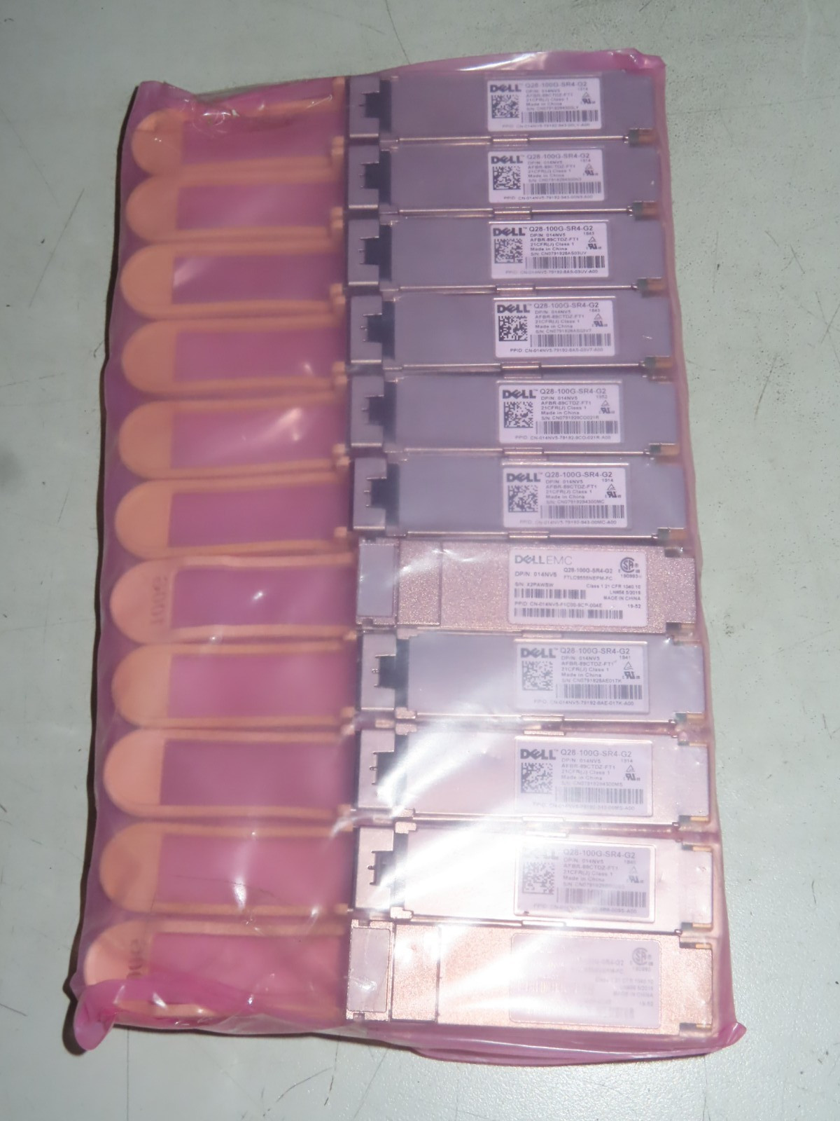 Lot of 11 Dell EMC 014NV5 QSFP28 Q25-100G-SR4-G2 MPO Optical Transceivers