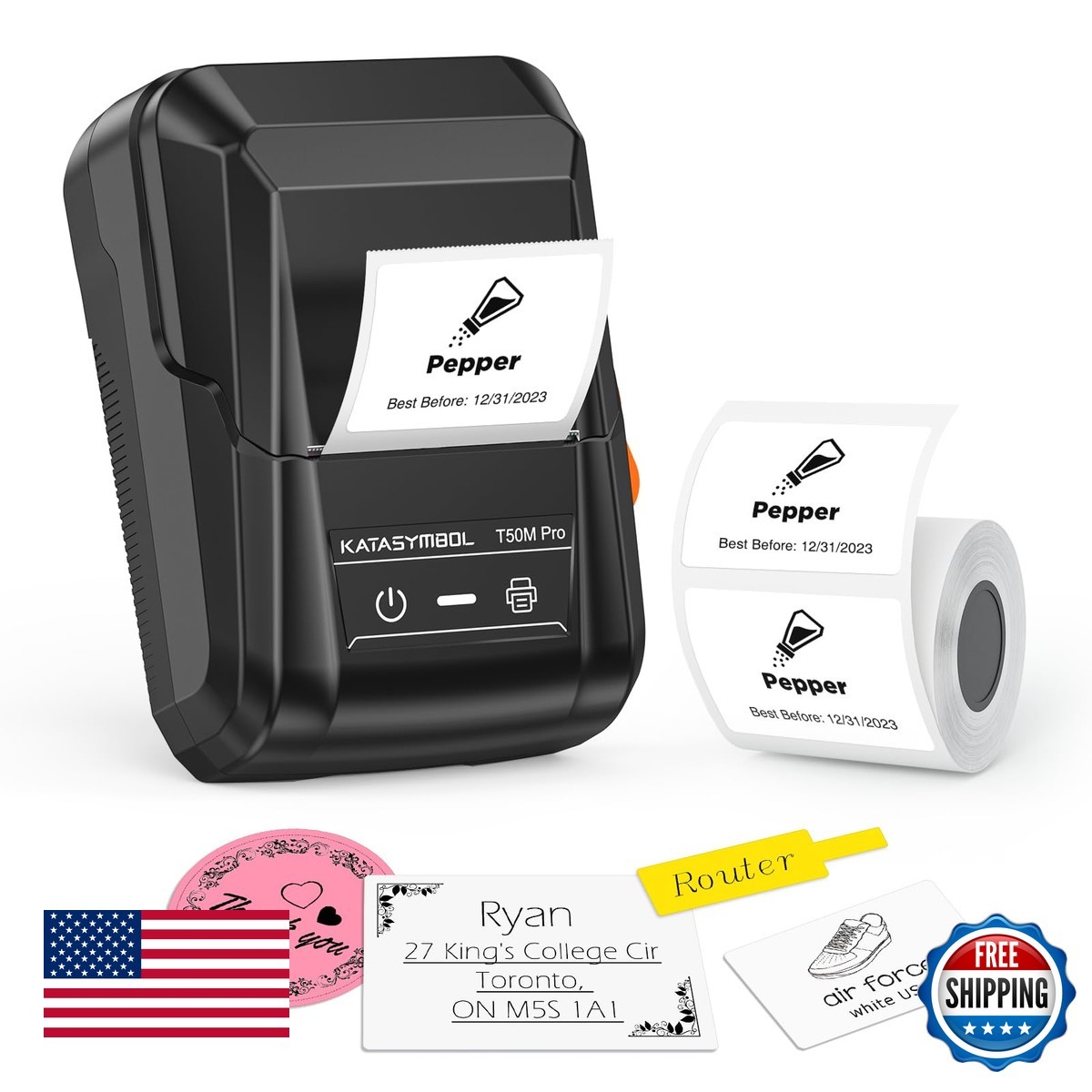 SUPVAN T50M Pro Bluetooth Label Maker Machine Tape, Black