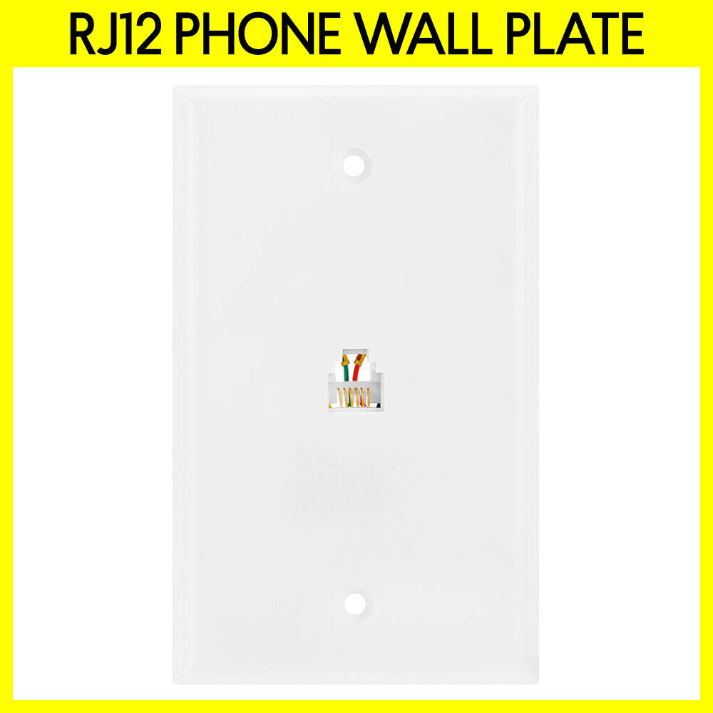 RJ12 Phone Single Port Wall Plate 6P6C White Telephone Line Modular Faceplate