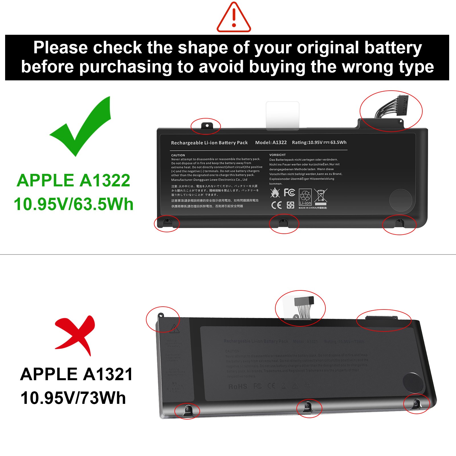 ✅LOT 1-100x A1322 Battery For Apple MacBook Pro 13"A1278 Mid 2009 2010 2011 2012