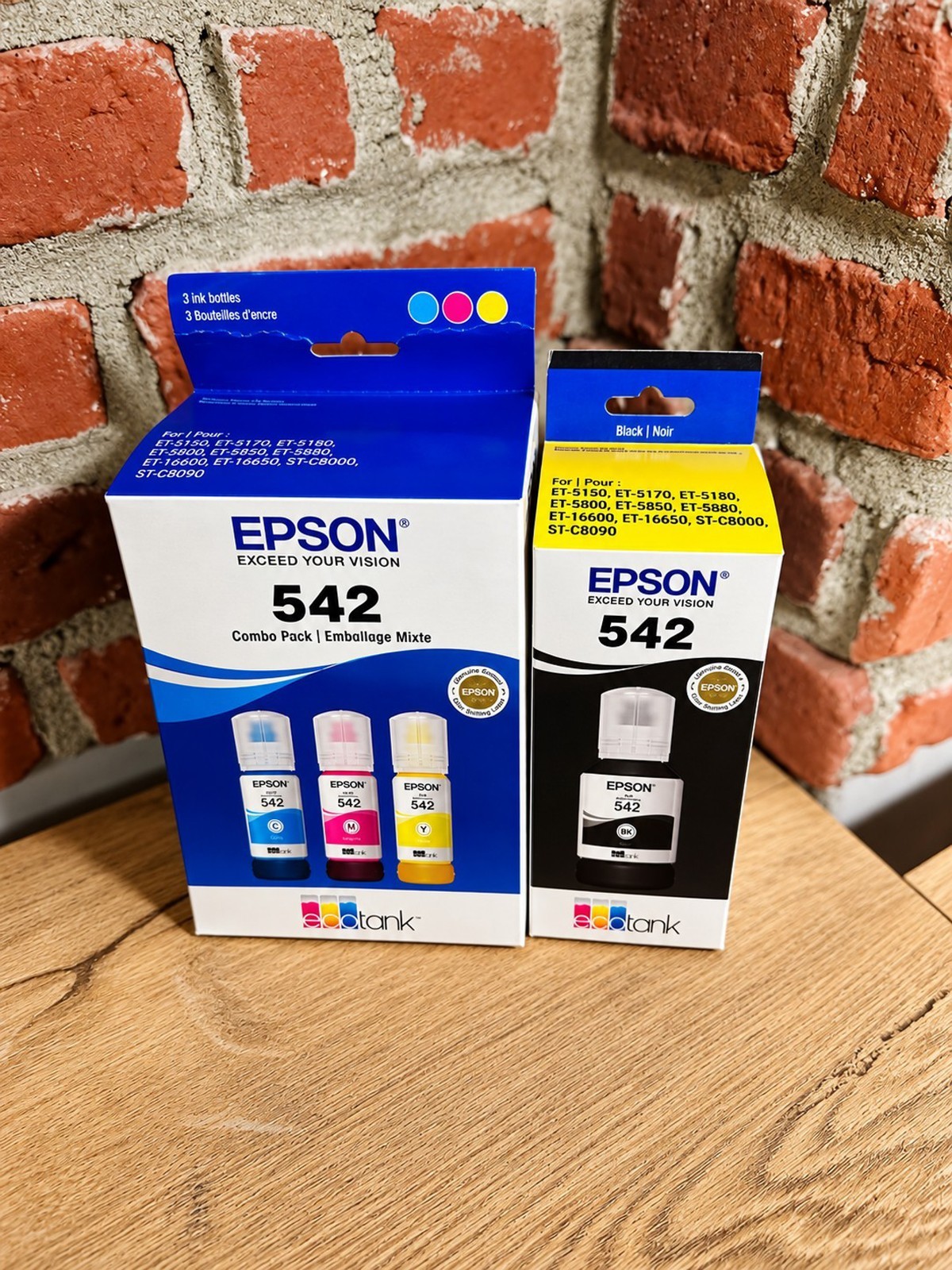 Genuine Epson 542 EcoTank Ink Bottles 4 Pack Black Cyan Magenta Yellow OEM