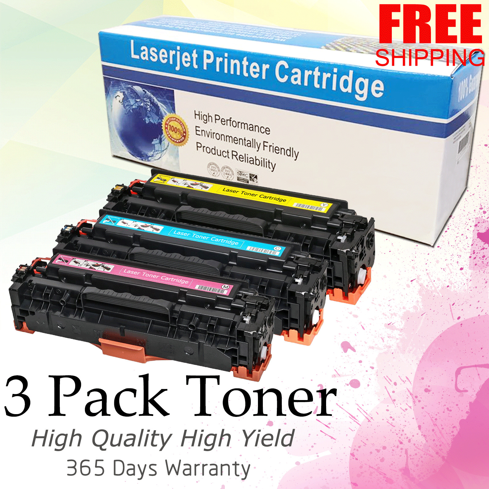3pk 118 C/M/Y Toner Fits Canon ImageClass MF726Cdw MF729Cdw LBP7200Cdn MF8350Cdn