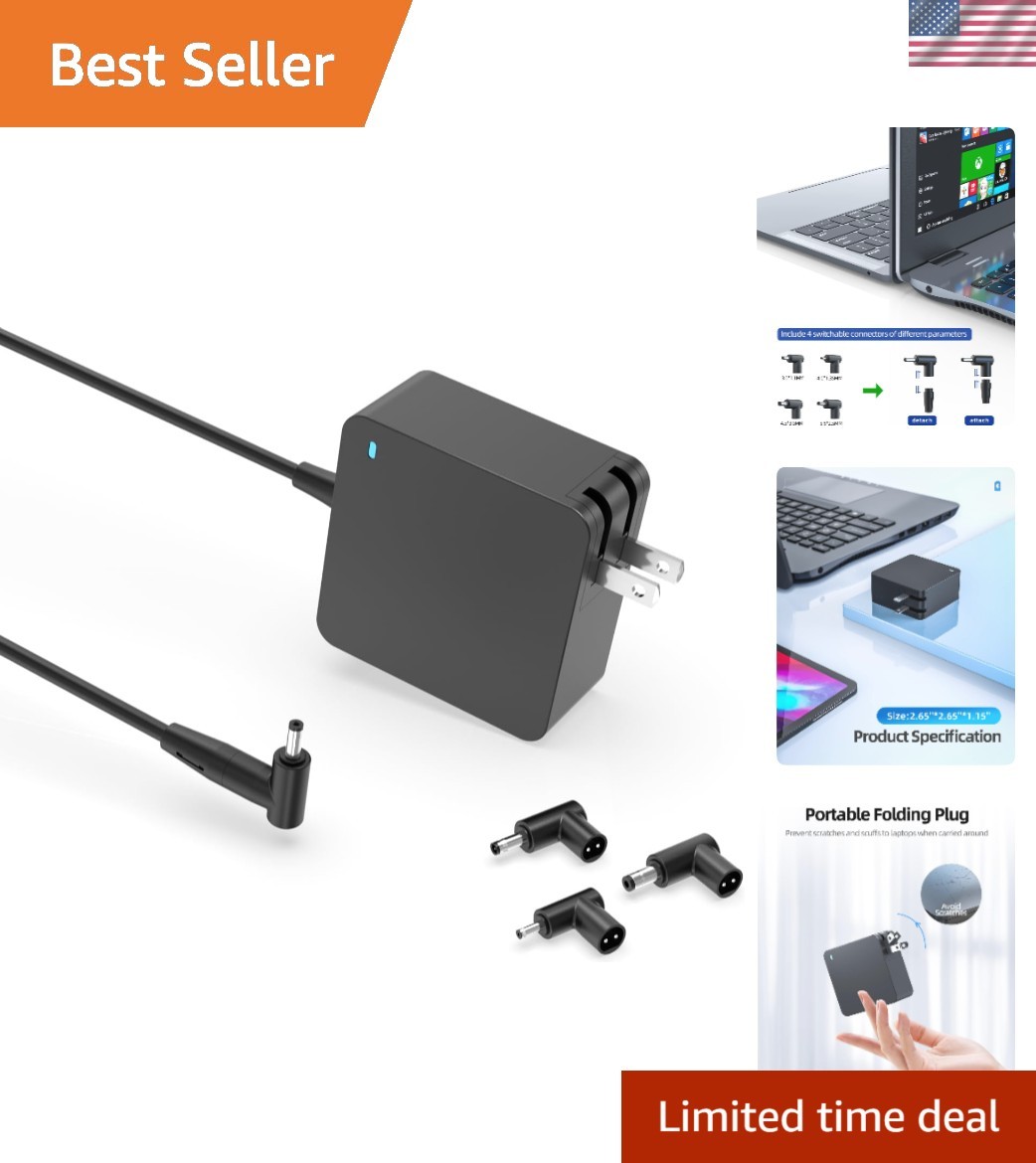65W Asus Laptop Charger with 4 Detachable Connectors - Reliable Power Supply