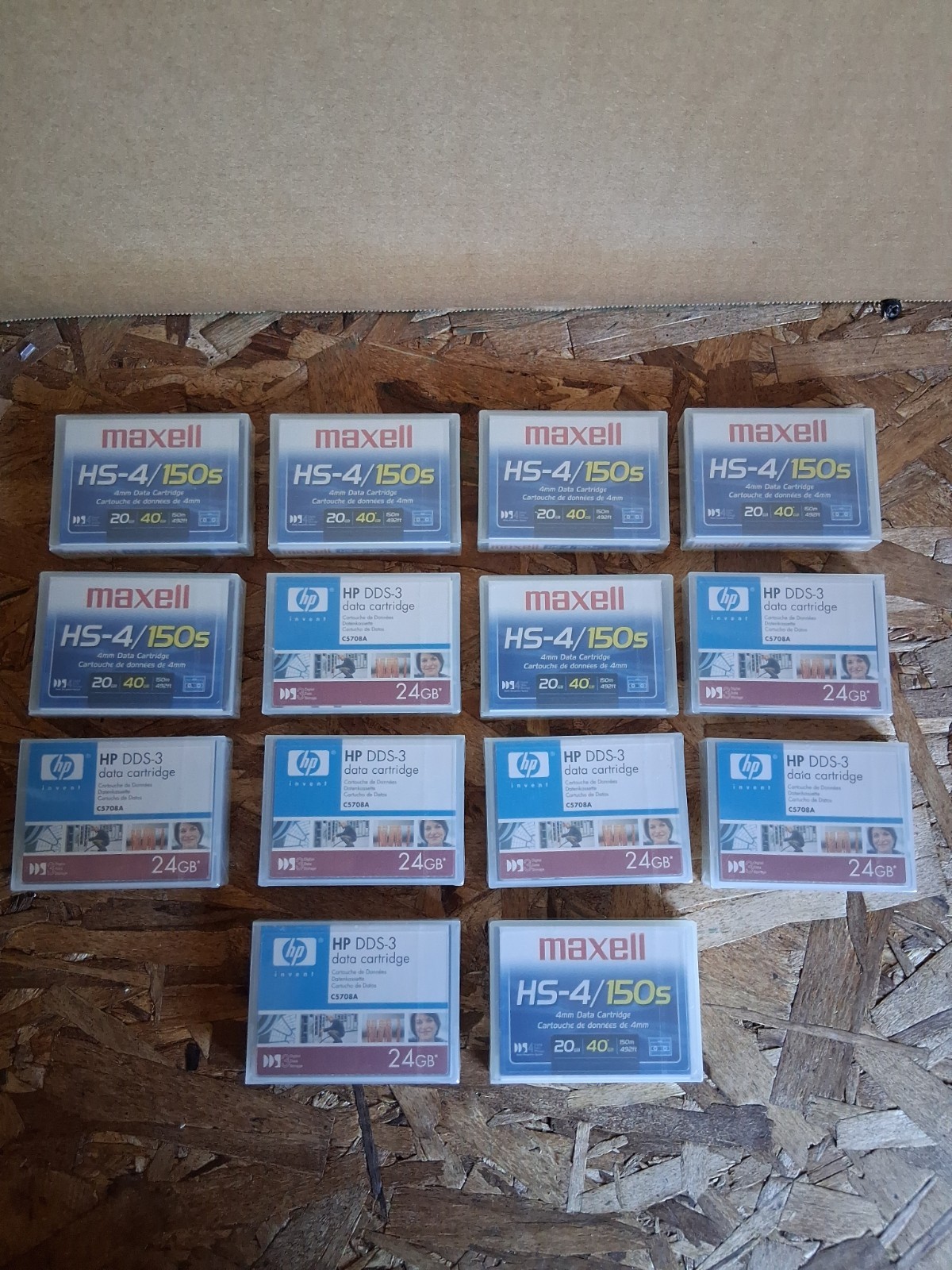 Lot Of 14 Vintage Data Tapes New Sealed 7x HP DDS-3 24 GB & 7x Maxell DDS-4 40GB