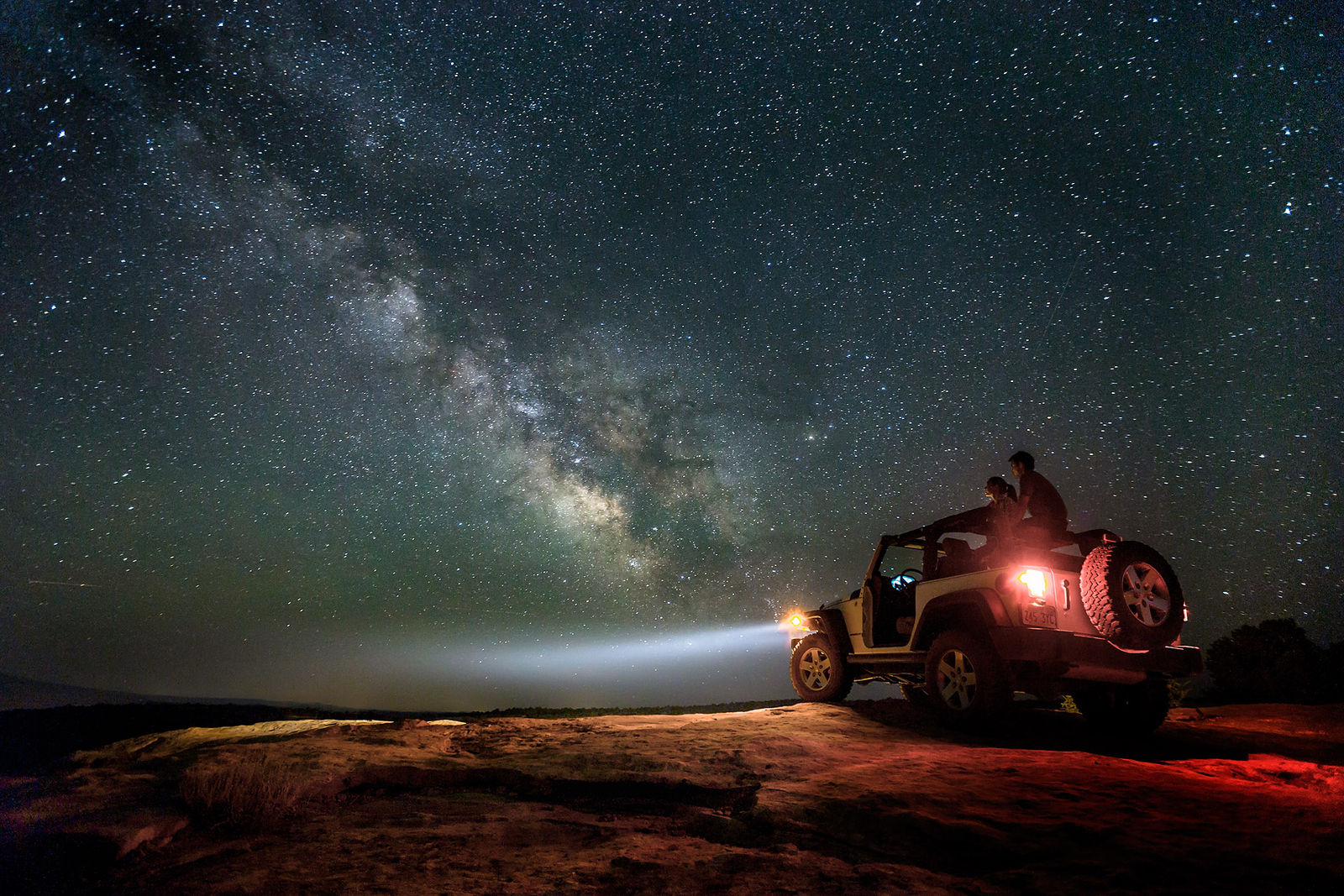 Landscape nature milky way night stars starry jeep utah Custom Gaming Mat Desk