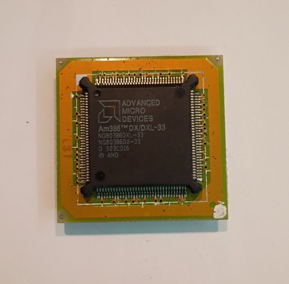 Rare AMD CPU NG80386DXL-33 LQQK 303CD16 | Vintage Processor Works