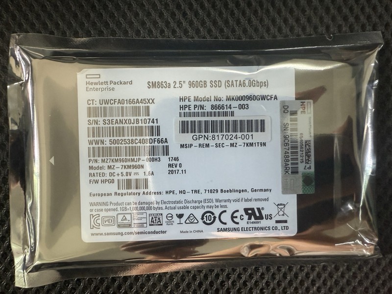 HPE/Samsung 2.5" 960GB SATA 6G G11 Server SSD Replace P40503-B21 P41528-001