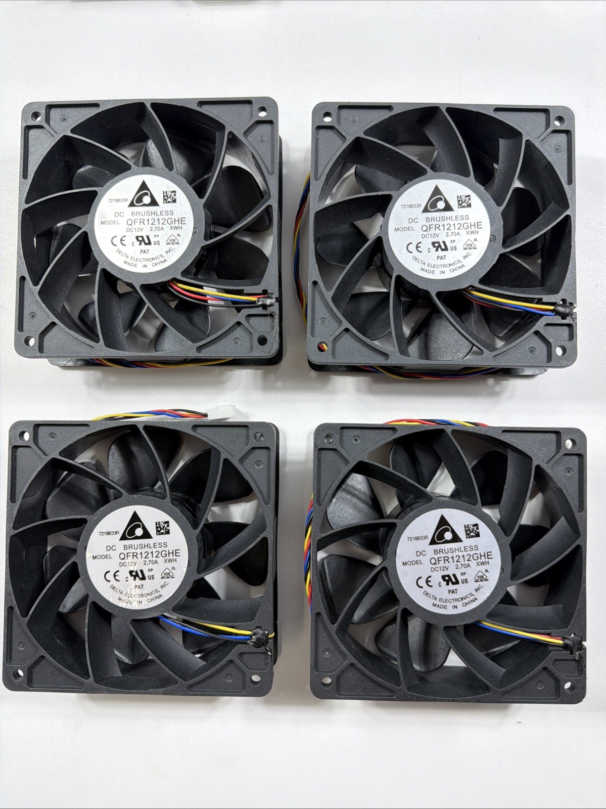 Lot Of 4 Delta QFR1212GHE High Speed GPU Cooling Fan 120X120X38mm 12V 2.7A 4pin
