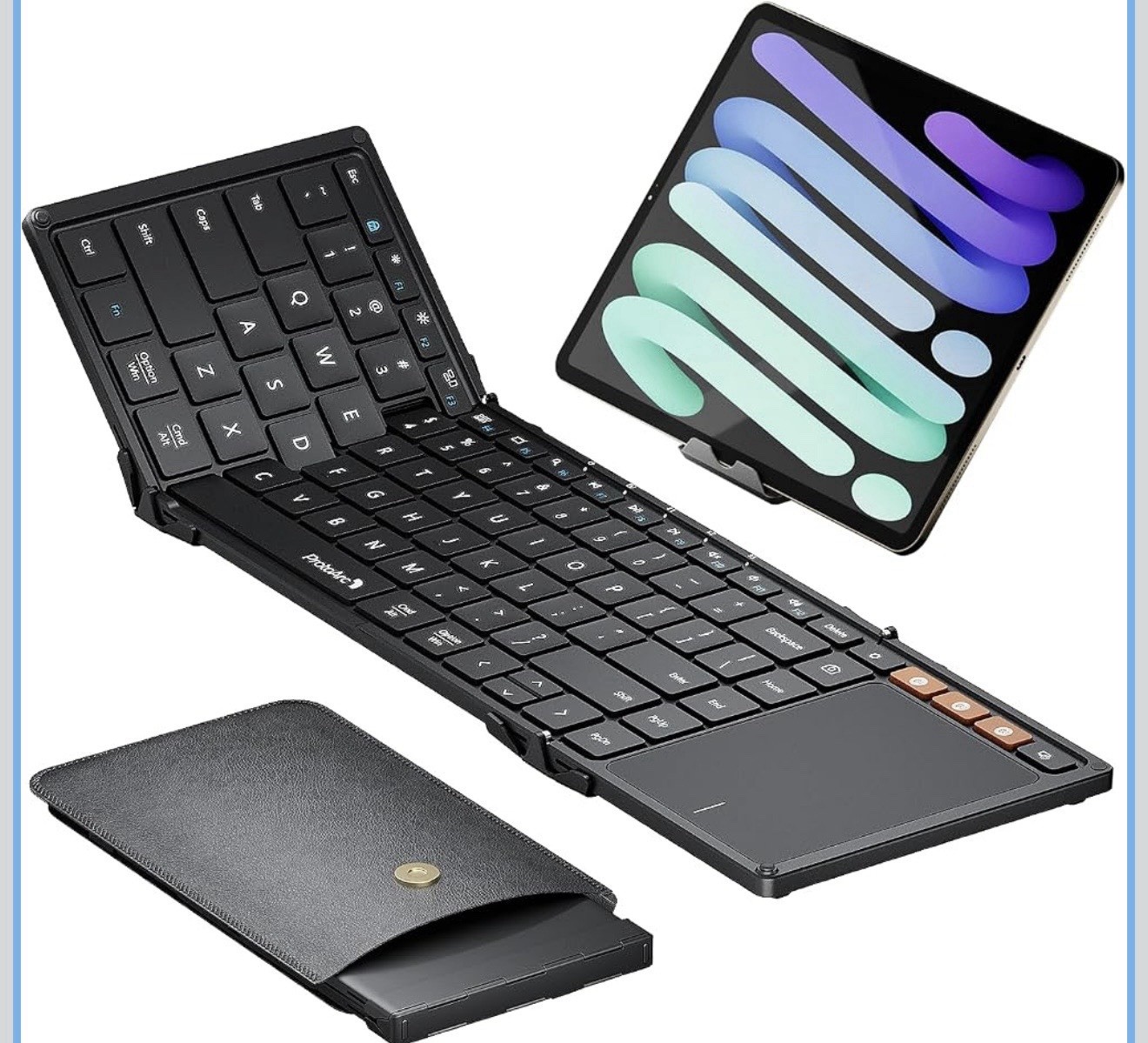 ProtoArc XK01 TP Foldable Bluetooth Keyboard Touchpad 88 Key Black New