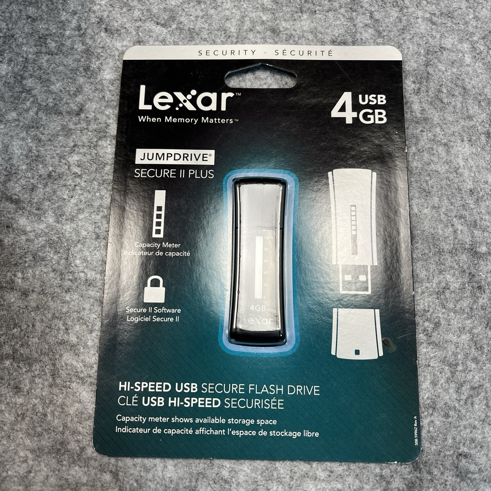 Lexar JumpDrive Secure II Plus 4GB USB Flash Drive New