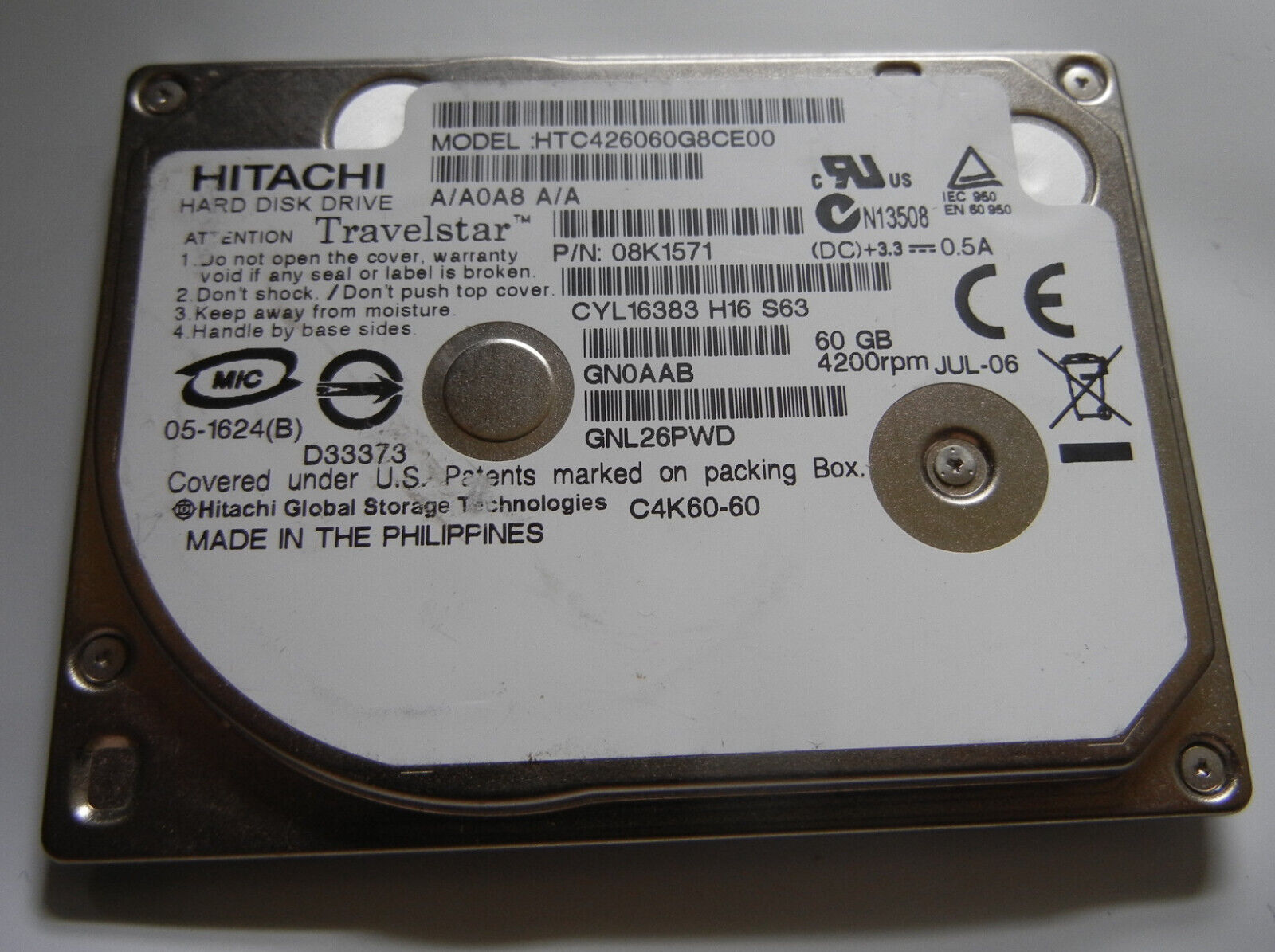 HTC426060G8CE00 Hitachi 60GB 1.8\