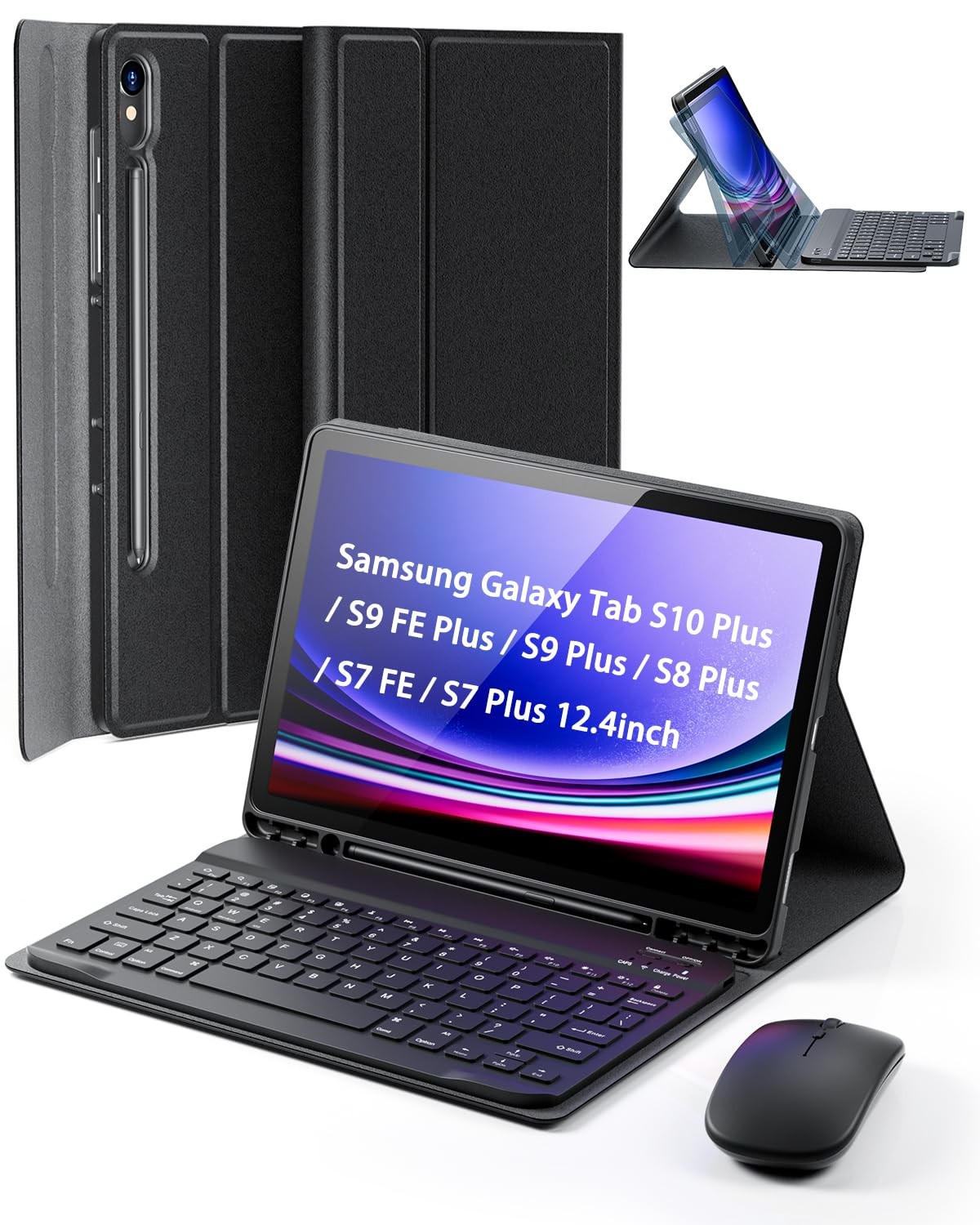 TUNKARMOR Case Keyboard for Samsung Galaxy Tab S10+ Plus / S9 FE+ Plus / S9+ Plu