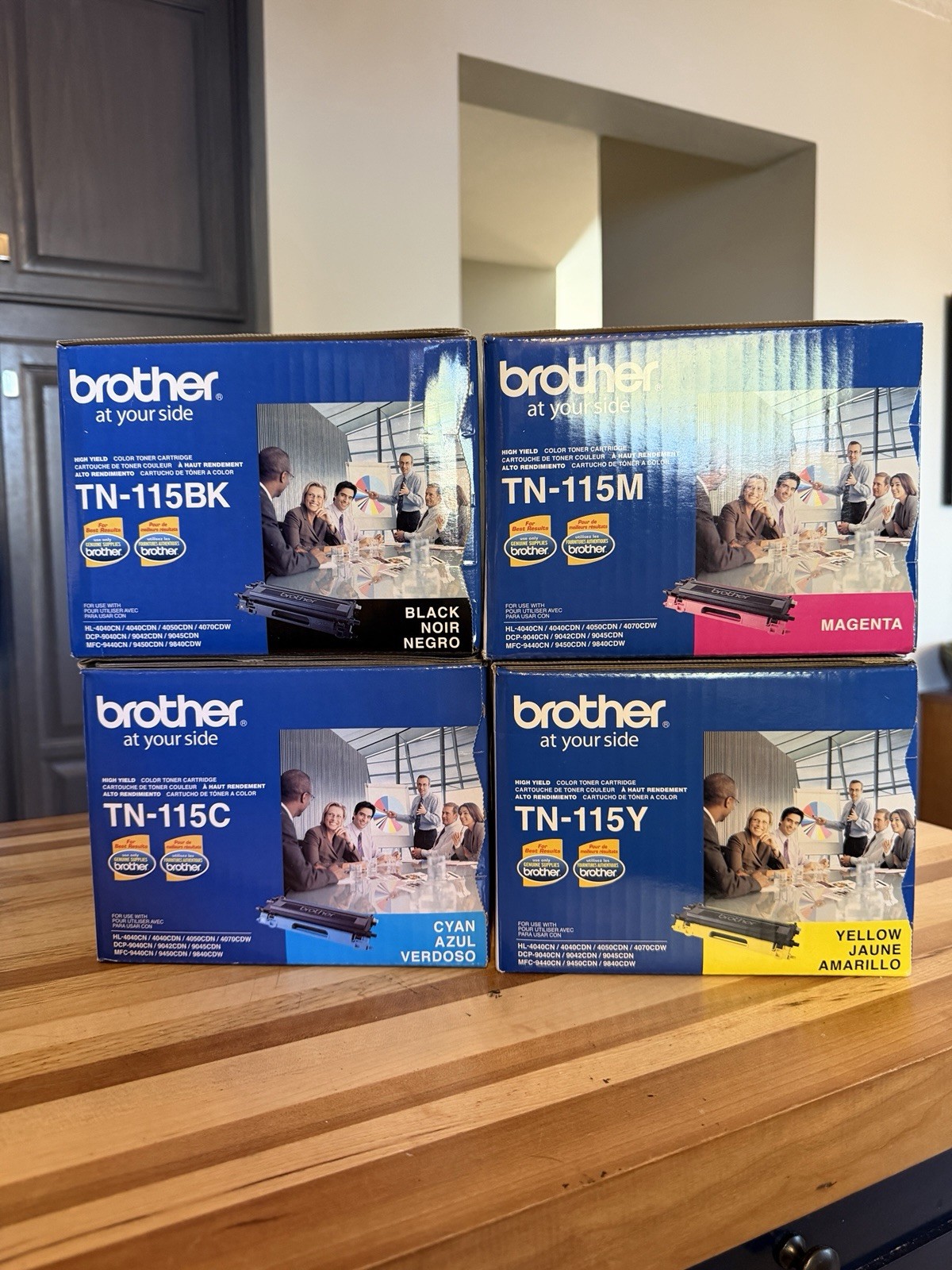 New 4 X Genuine Brother Color Toner Cartridges TN-115BK TN-115Y TN-115C TN-115M