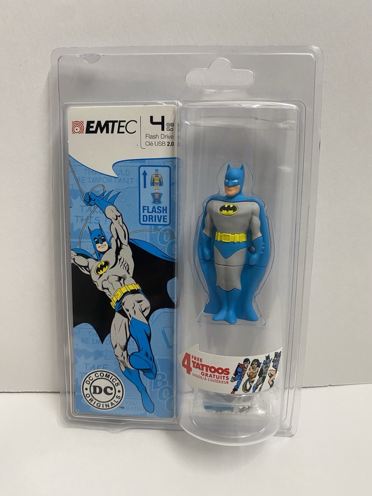 EMTEC Superhero USB 2.0 Flash Drive, Batman, 4GB DC Comics 4 Tattoos
