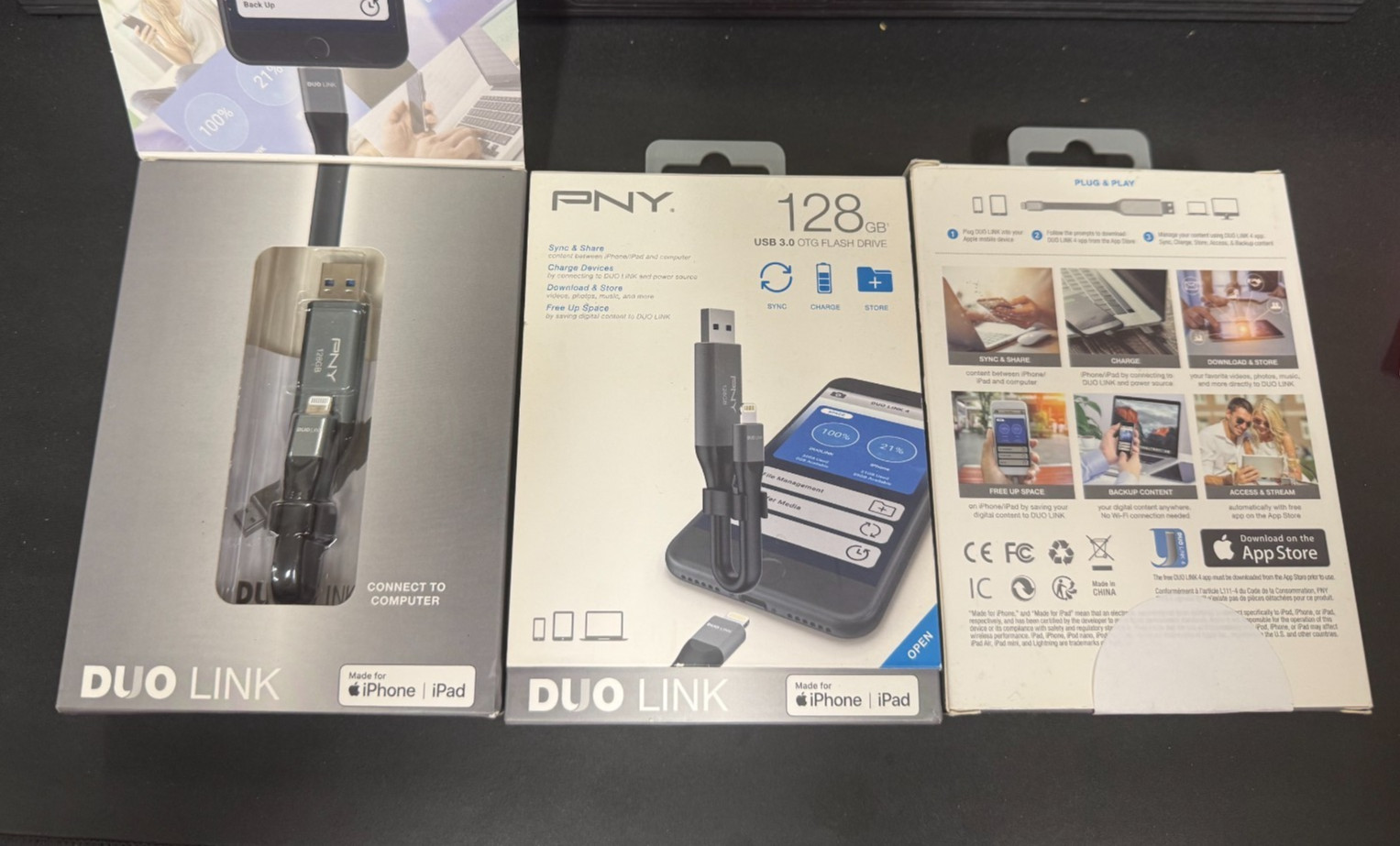 PNY Duo Link 128GB USB 3.0 OTG Flash Drive Made for iPhone iPad Sync, Storage