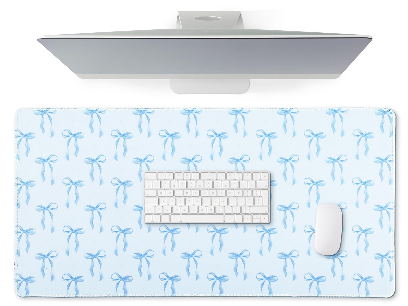 Large Blue Bows Mouse Pads Coquette Kawaii Mouse Pad 31.5 x 15.75 Inches Prep...
