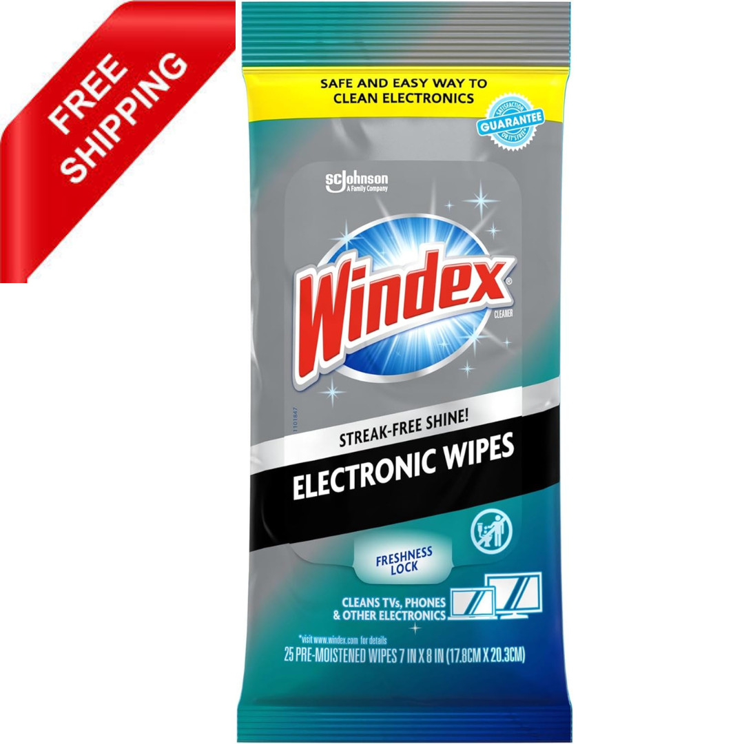 Windex Electronics Cleaning Wipes, Pre-Moistened Screen Wipes for TV, Phones