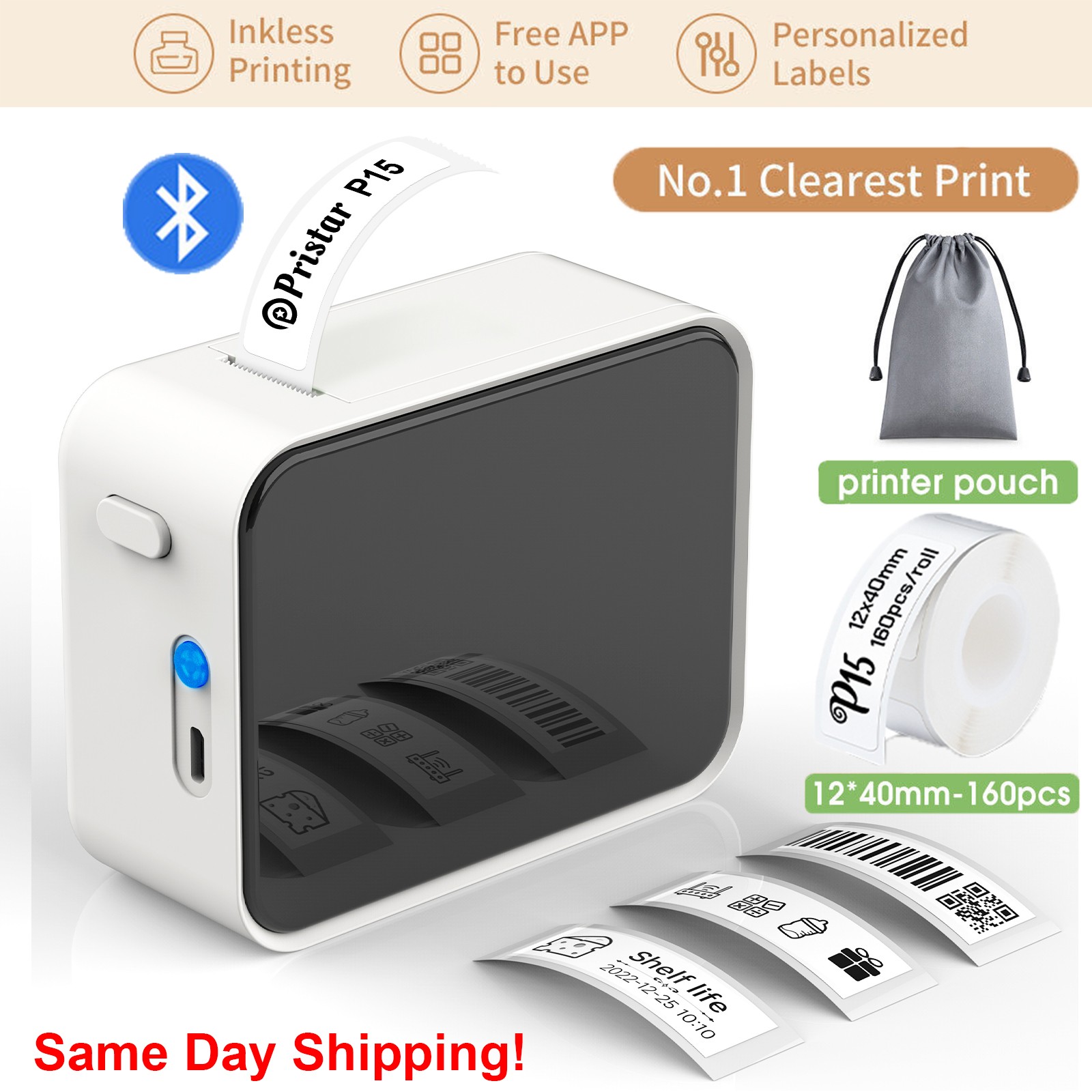 Phomemo Bluetooth Label Maker Portable Wireless Sticker Thermal Label Printer