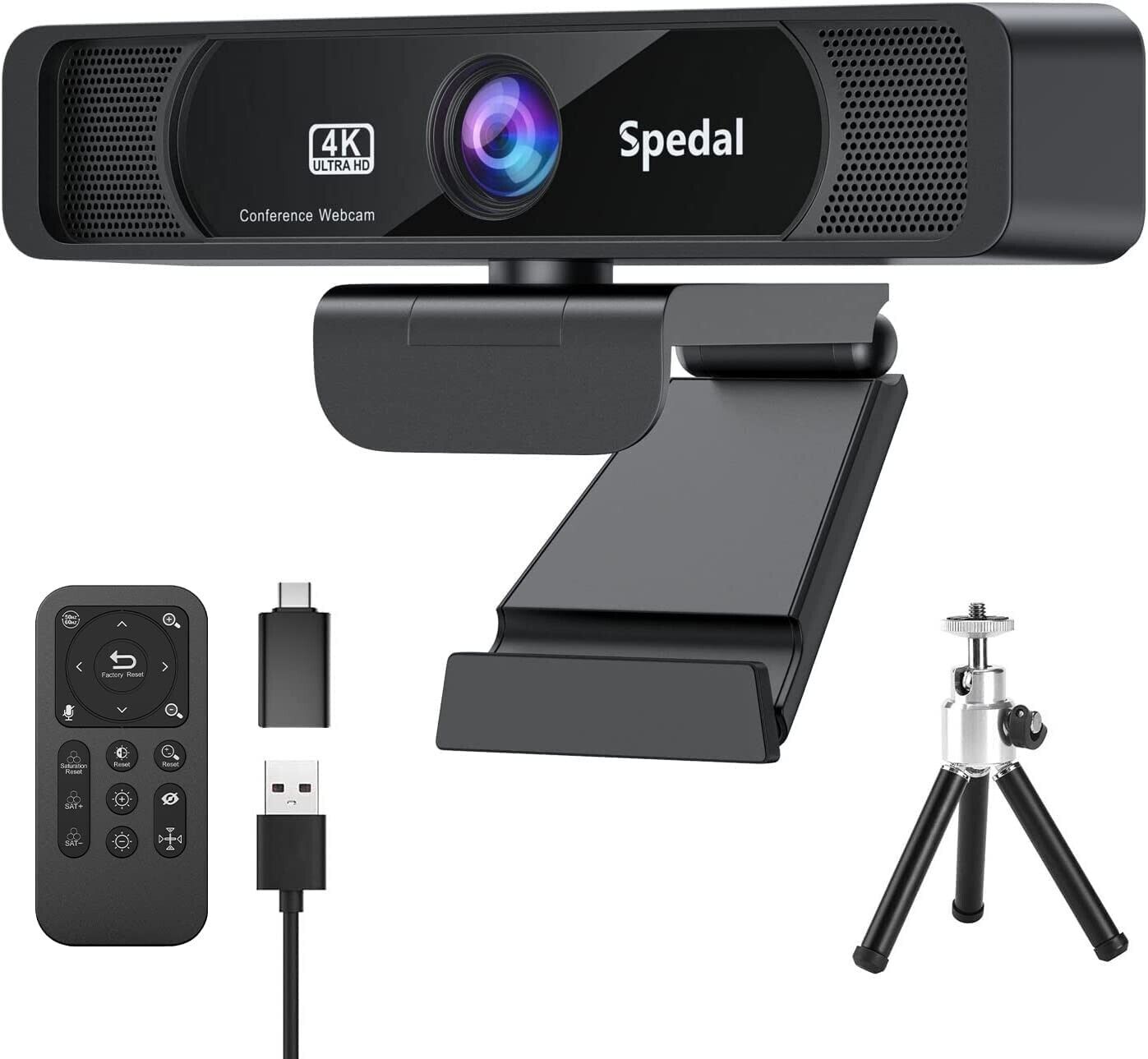 Spedal 4K Webcam  120° Wide Angle with Microphone and Tripod 4X Zoom Streaming#