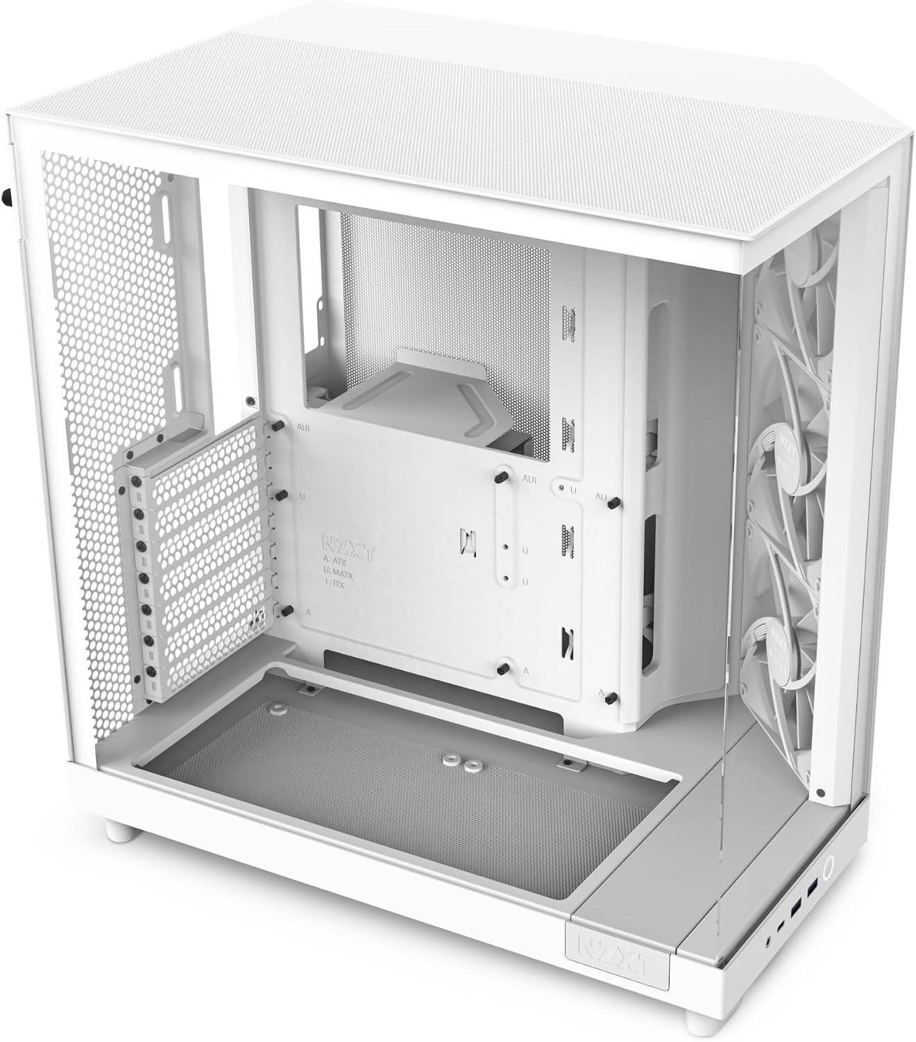 Stylish White H6 Flow Case - 3 Pre-Installed RGB Fans & Dual-Chamber Design
